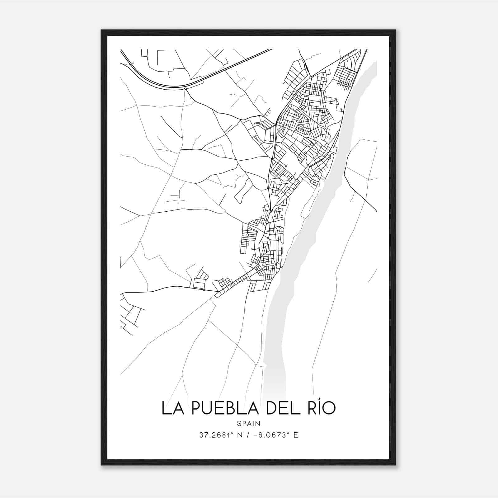 La Puebla del Rio Spain Map Poster, Modern Home Decor Wall Art Print