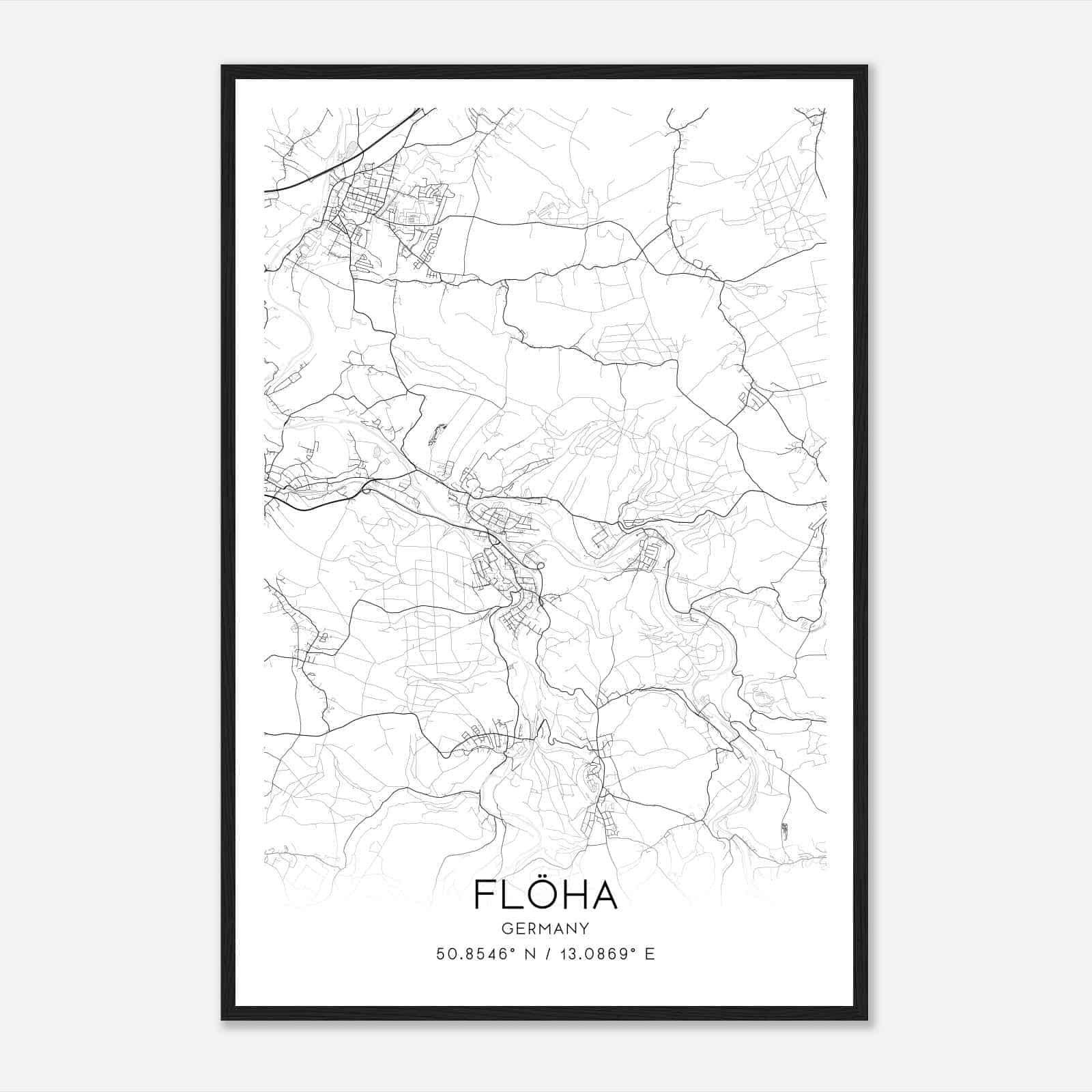 Floha Germany Map Poster, Modern Home Decor Wall Art Print