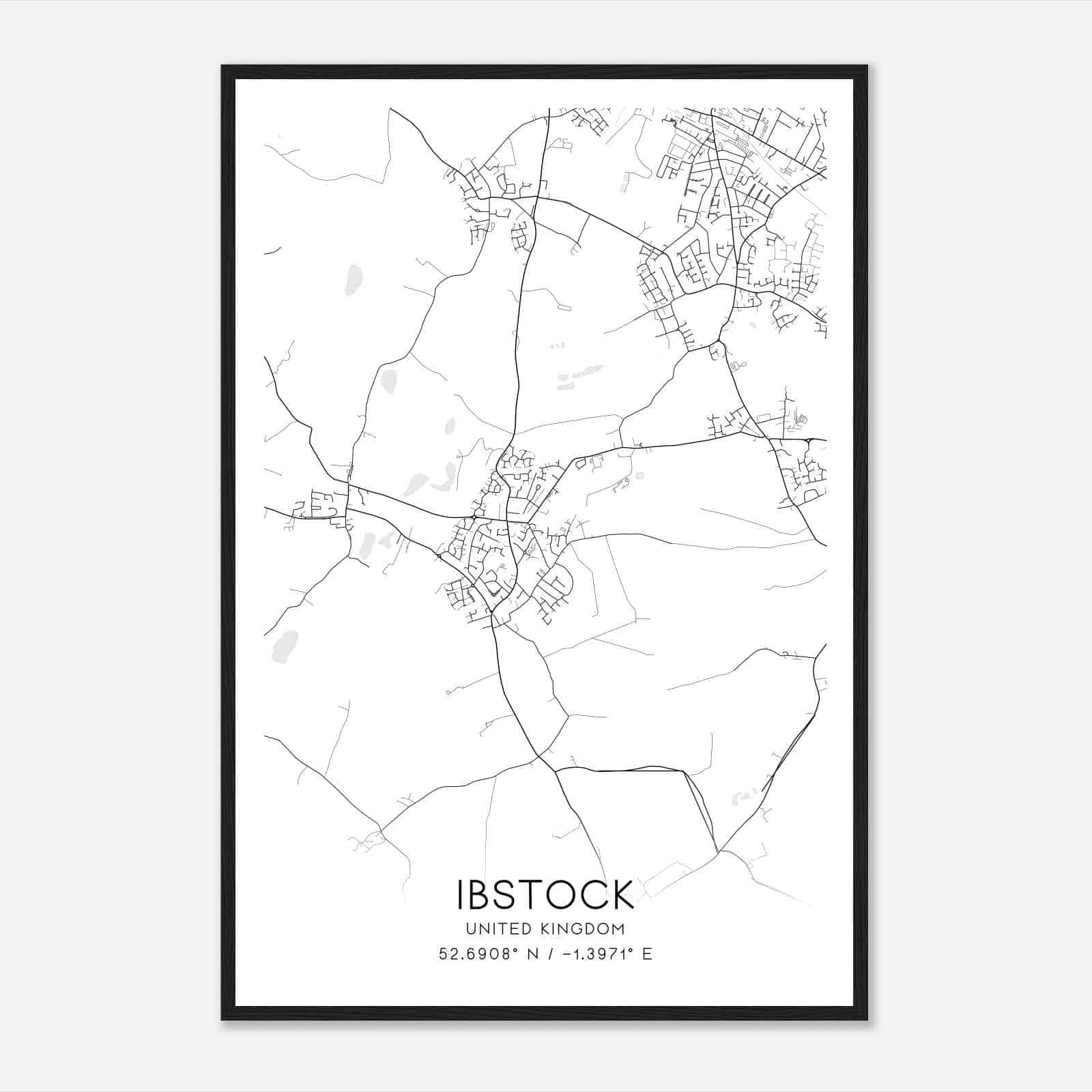 Ibstock United Kingdom Map Poster, Modern Home Decor Wall Art Print