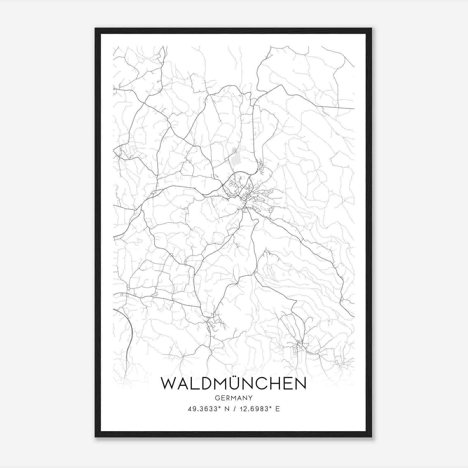 Waldmunchen Germany Map Poster, Modern Home Decor Wall Art Print