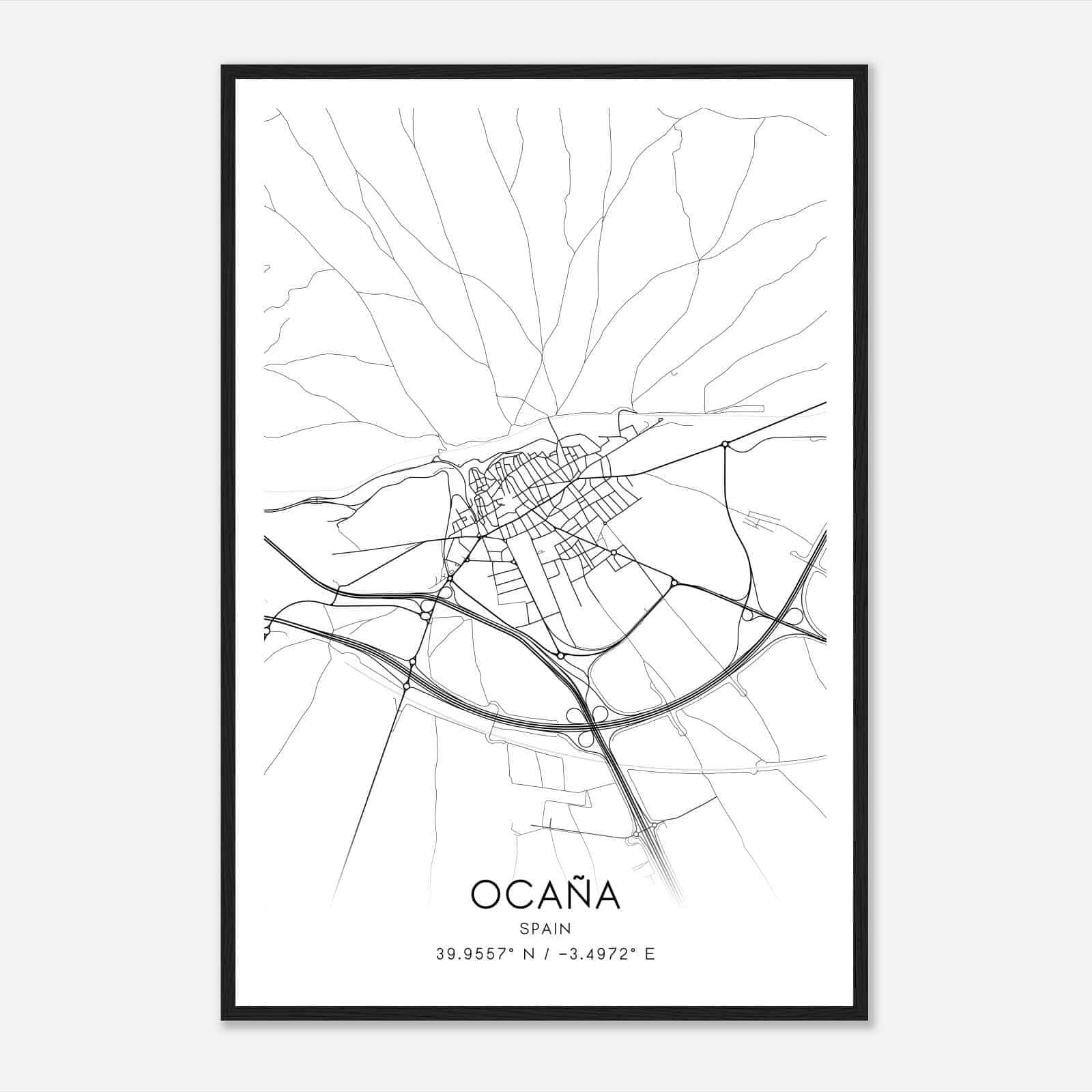 Ocana Spain Map Poster, Modern Home Decor Wall Art Print