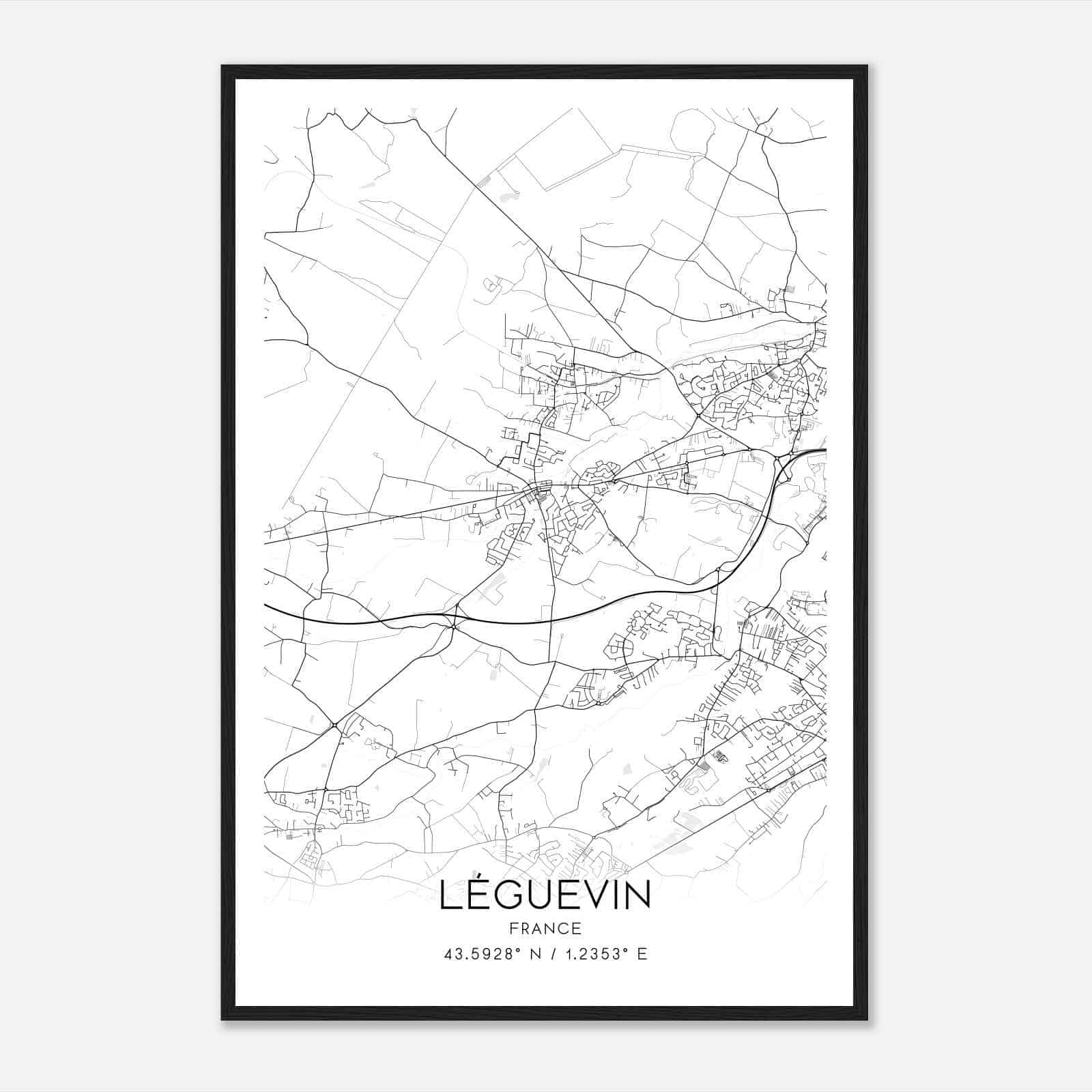 Leguevin France Map Poster, Modern Home Decor Wall Art Print