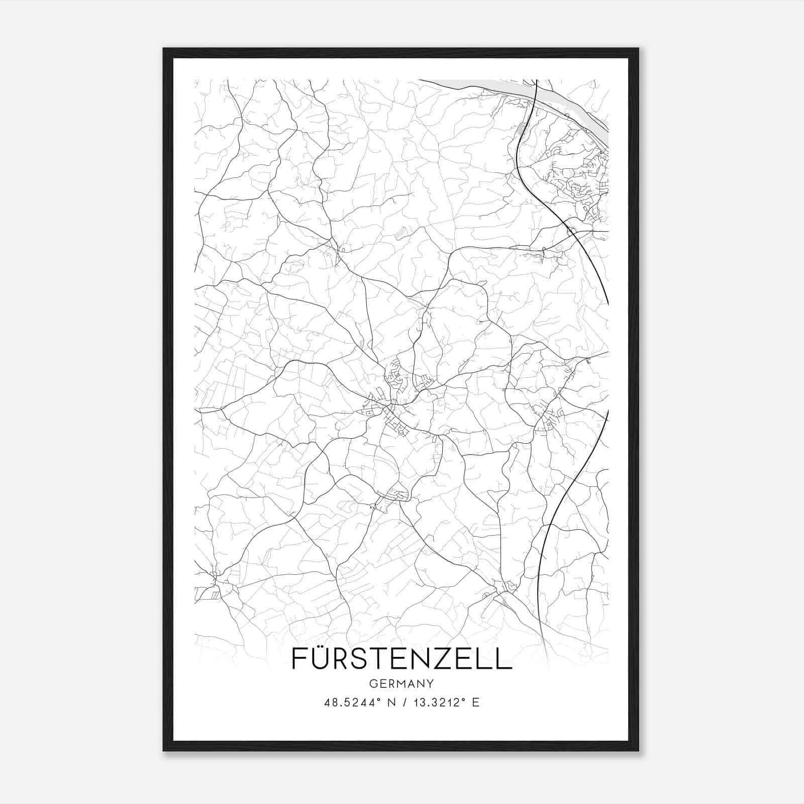 Furstenzell Germany Map Poster, Modern Home Decor Wall Art Print
