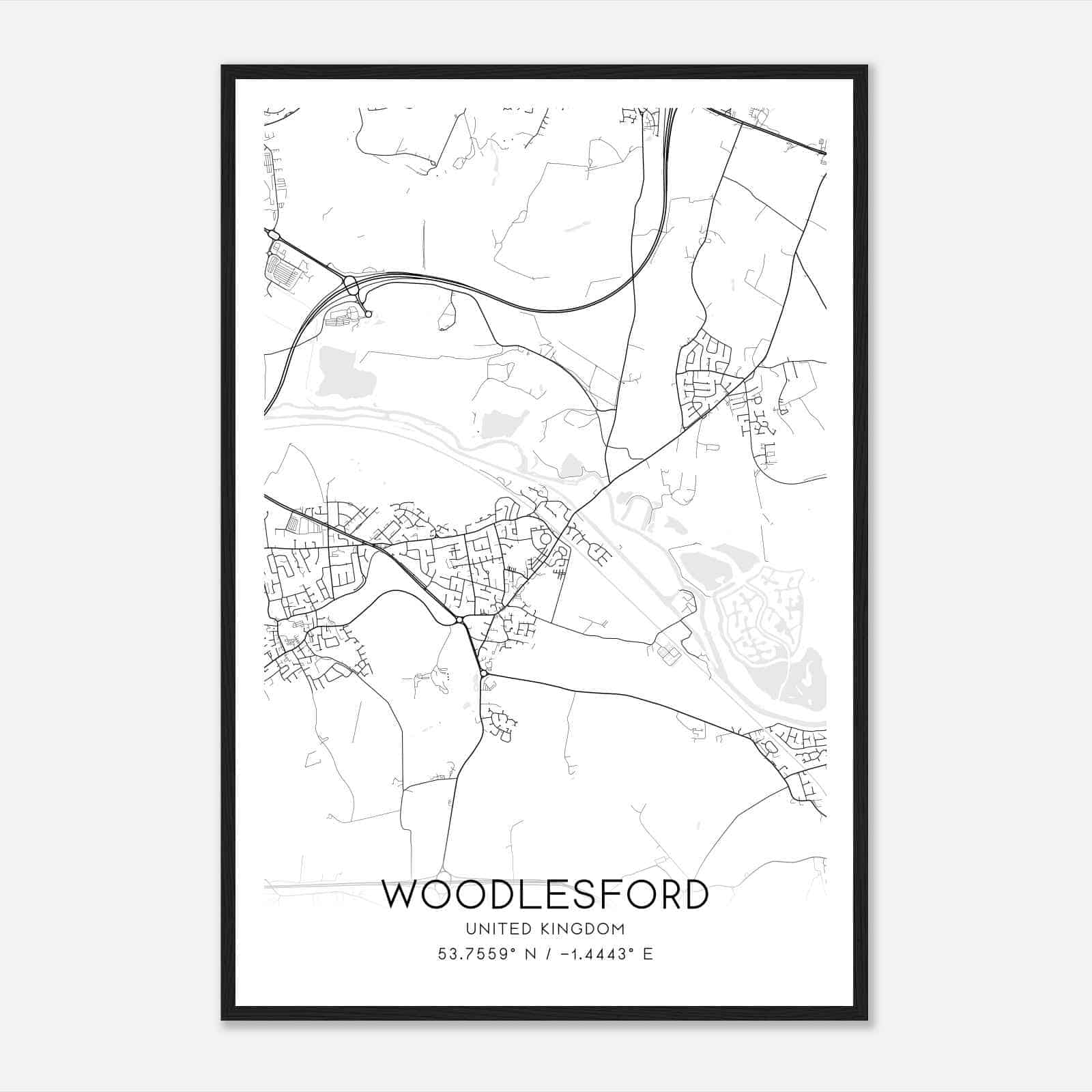 Woodlesford United Kingdom Map Poster, Modern Home Decor Wall Art Print