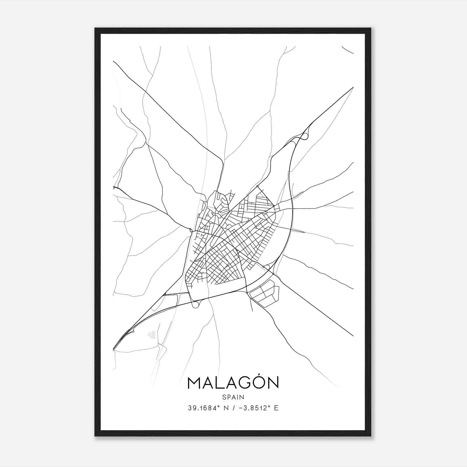 Malagon Spain Map Poster, Modern Home Decor Wall Art Print