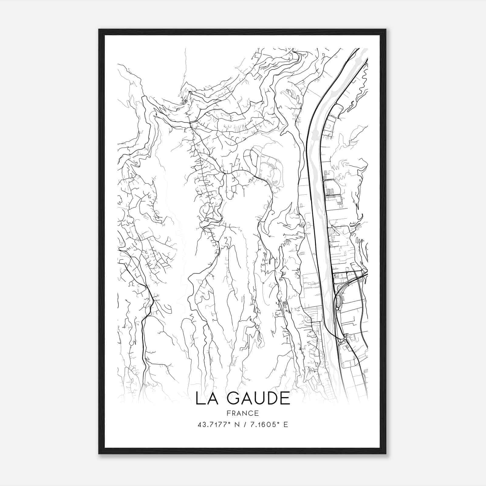 La Gaude France Map Poster, Modern Home Decor Wall Art Print