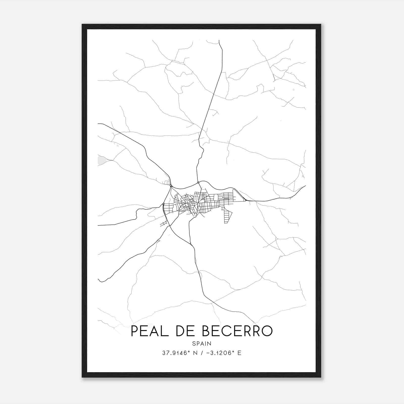 Peal de Becerro Spain Map Poster, Modern Home Decor Wall Art Print