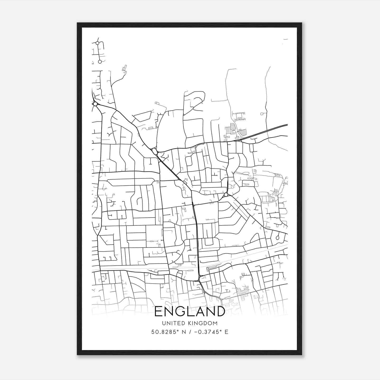 Broadwater United Kingdom Map Poster, Modern Home Decor Wall Art Print
