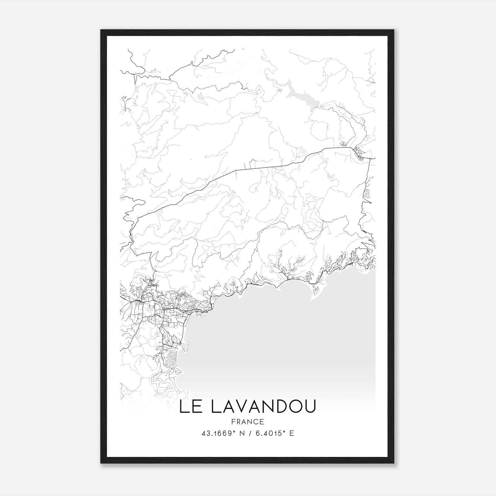 Le Lavandou France Map Poster, Modern Home Decor Wall Art Print