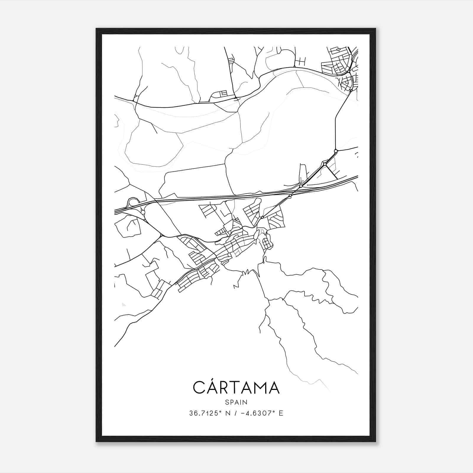 Cartama Spain Map Poster, Modern Home Decor Wall Art Print