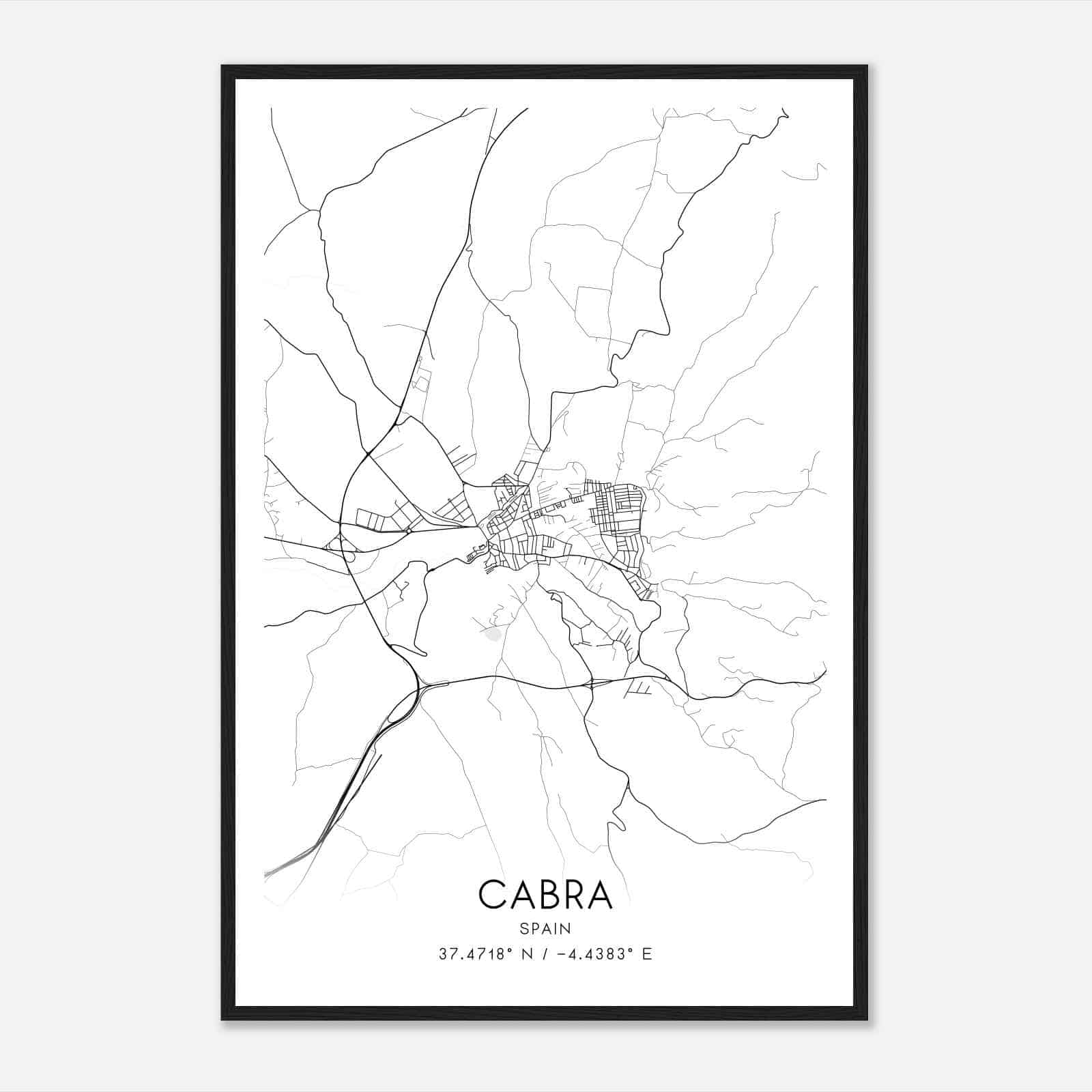 Cabra Spain Map Poster, Modern Home Decor Wall Art Print