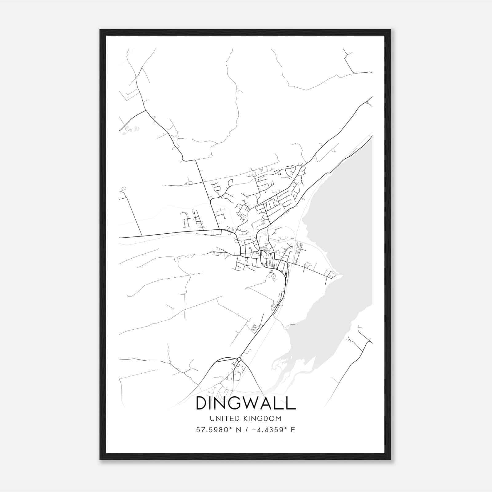 Dingwall United Kingdom Map Poster, Modern Home Decor Wall Art Print