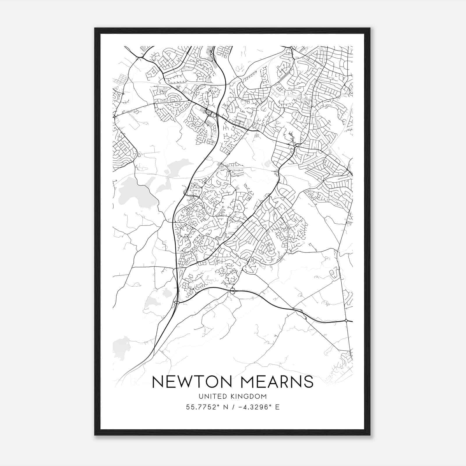 Newton Mearns United Kingdom Map Poster, Modern Home Decor Wall Art Print