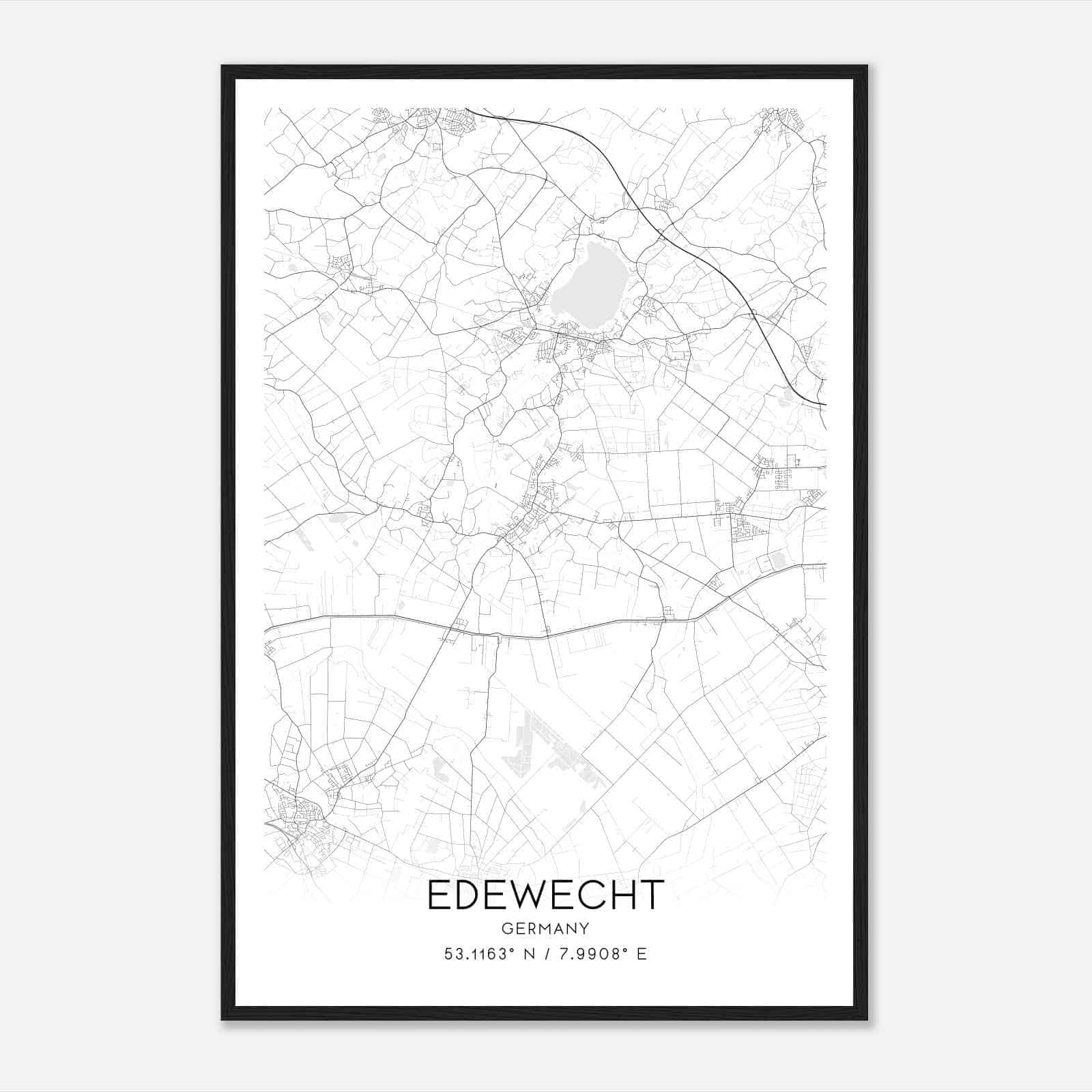 Edewecht Germany Map Poster, Modern Home Decor Wall Art Print