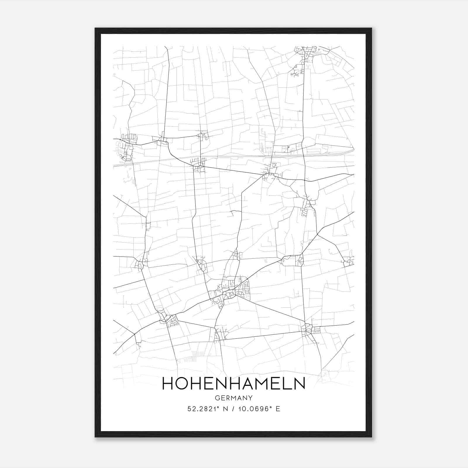Hohenhameln Germany Map Poster, Modern Home Decor Wall Art Print