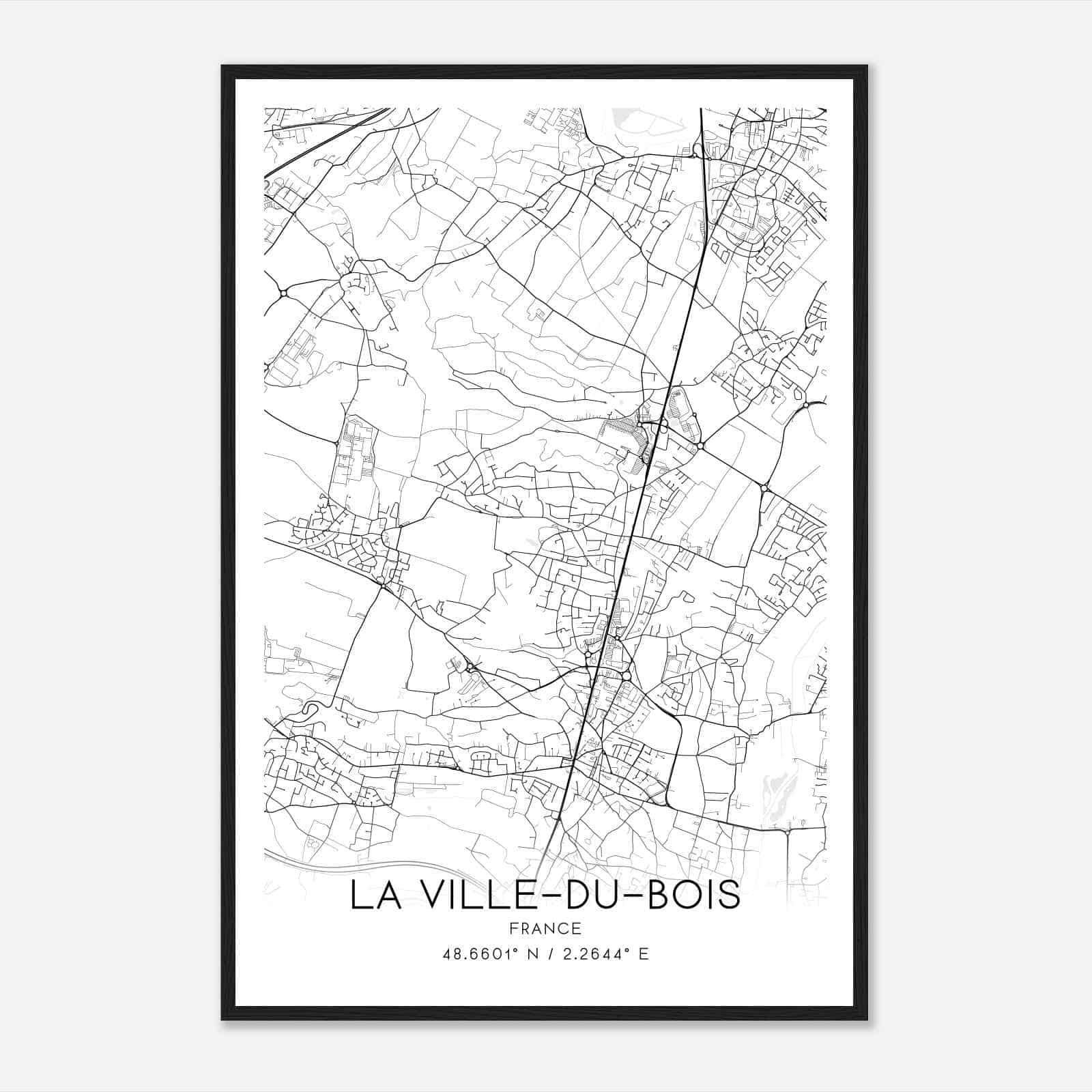 La Ville-du-Bois France Map Poster, Modern Home Decor Wall Art Print
