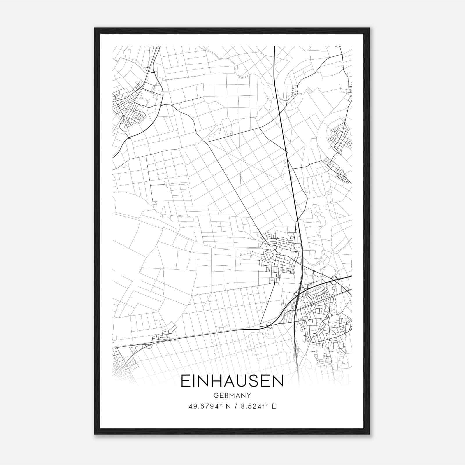 Einhausen Germany Map Poster, Modern Home Decor Wall Art Print