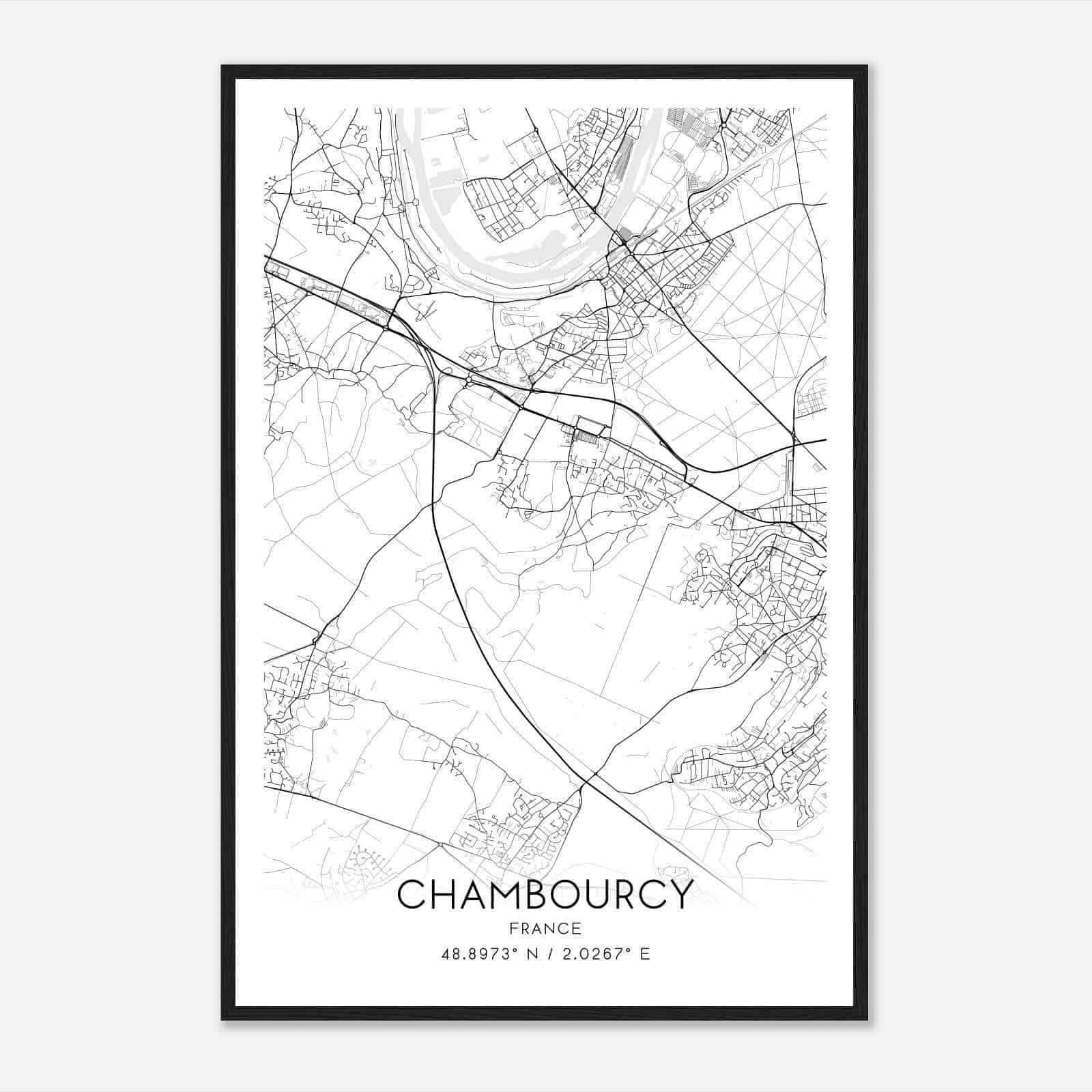 Chambourcy France Map Poster, Modern Home Decor Wall Art Print Chambourcy France Map Poster, Modern Home Decor Wall Art Print