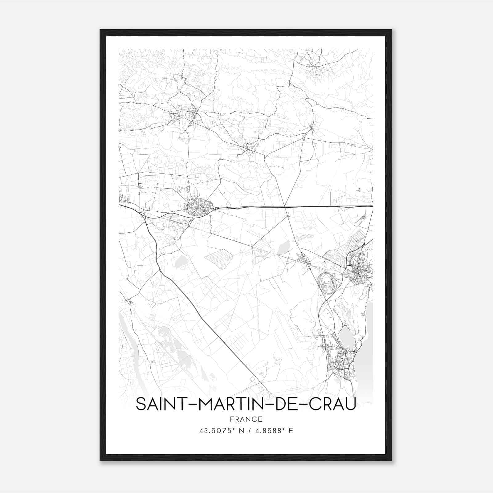 Saint-Martin-de-Crau France Map Poster, Modern Home Decor Wall Art Print