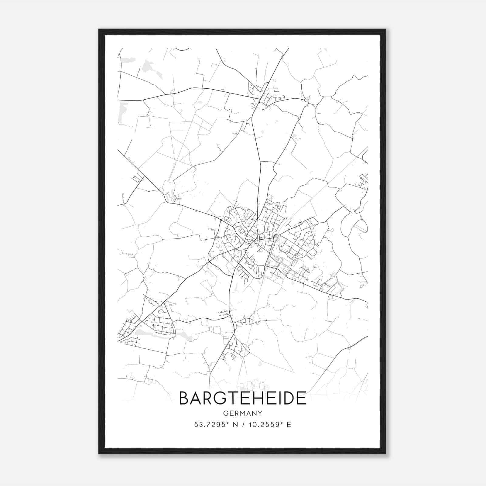 Bargteheide Germany Map Poster, Modern Home Decor Wall Art Print