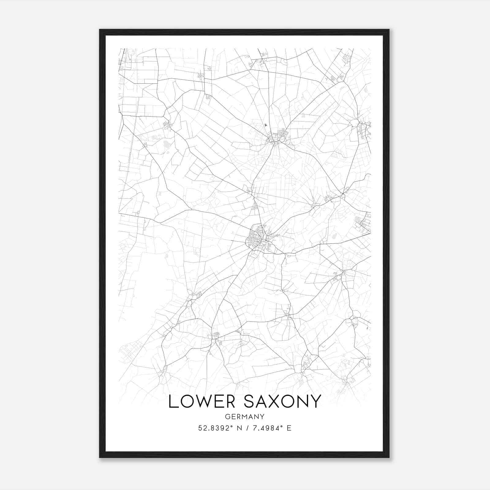 Sogel Germany Map Poster, Modern Home Decor Wall Art Print