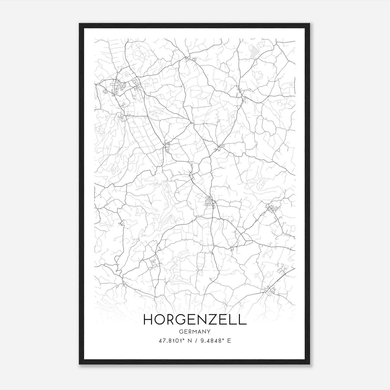 Horgenzell Germany Map Poster, Modern Home Decor Wall Art Print