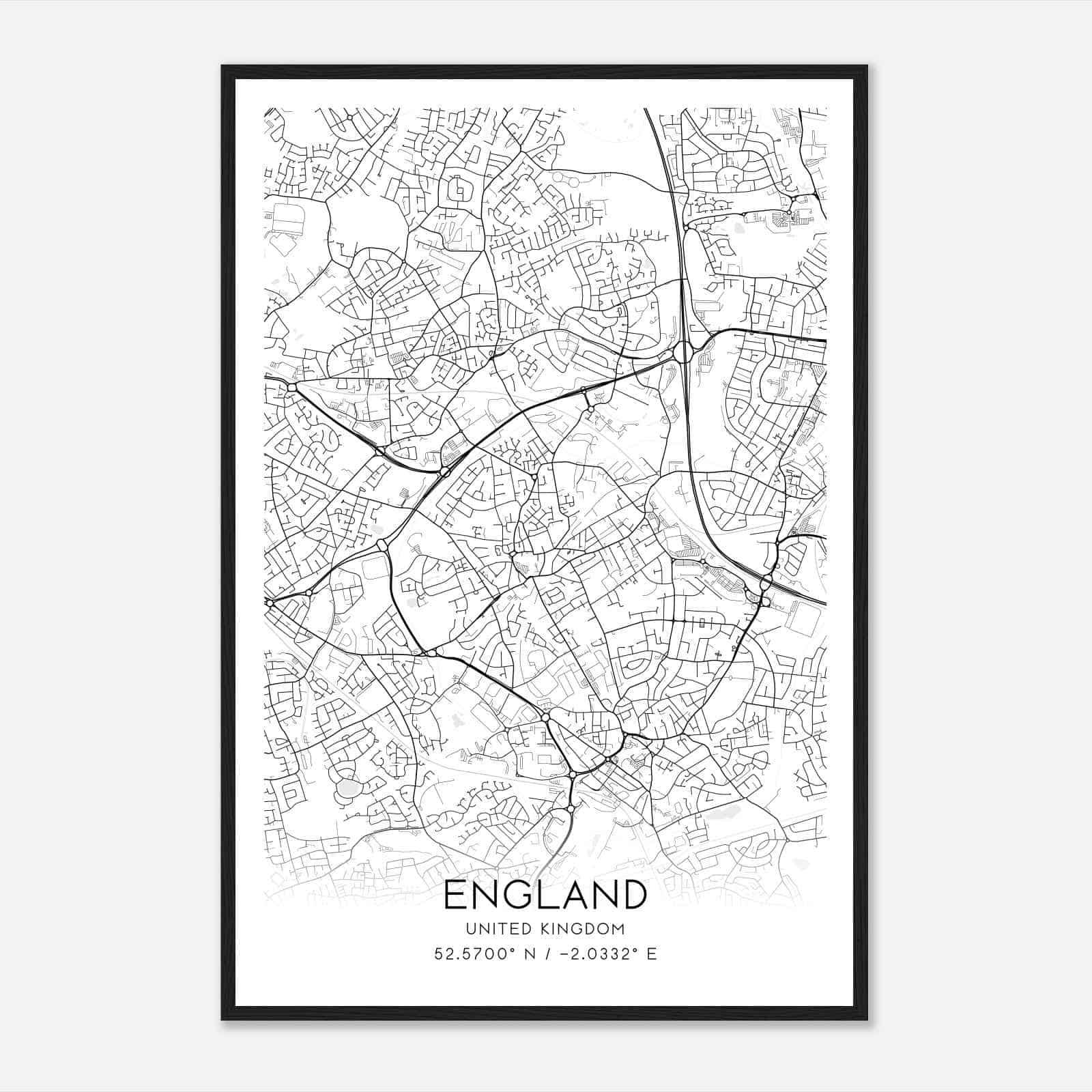 Darlaston United Kingdom Map Poster, Modern Home Decor Wall Art Print