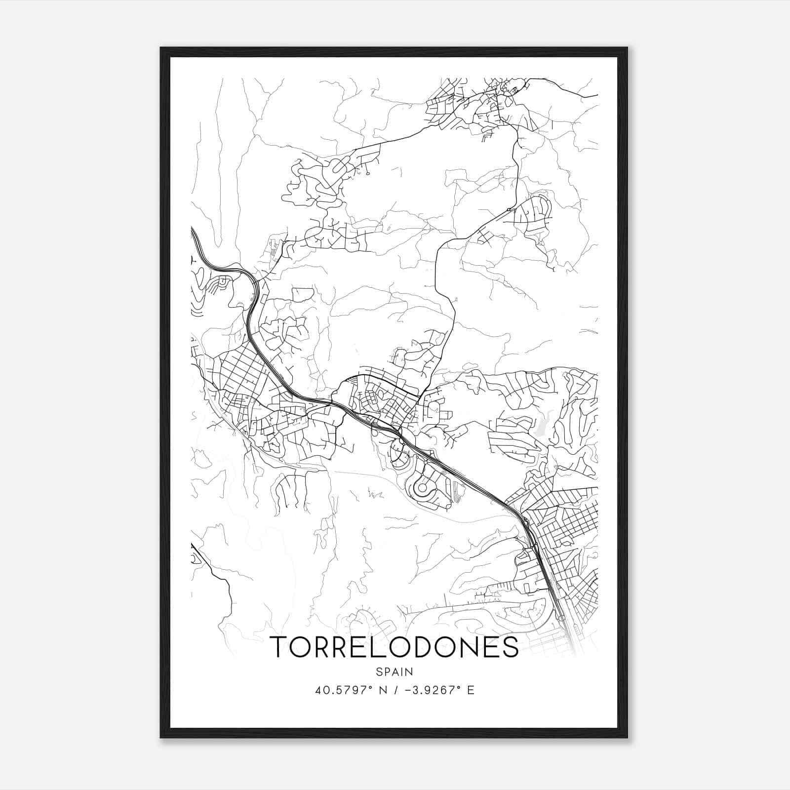 Torrelodones Spain Map Poster, Modern Home Decor Wall Art Print