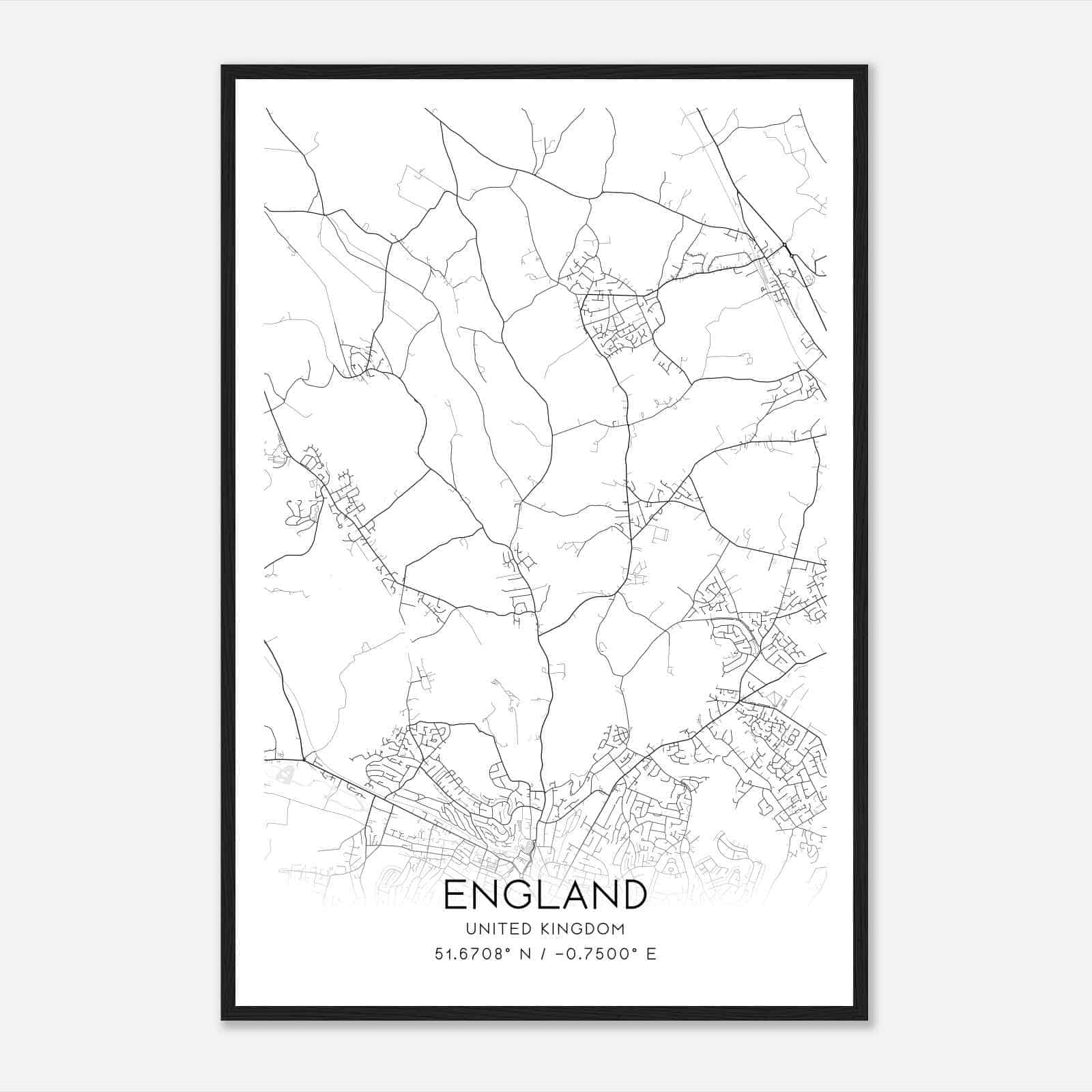 Hughenden United Kingdom Map Poster, Modern Home Decor Wall Art Print