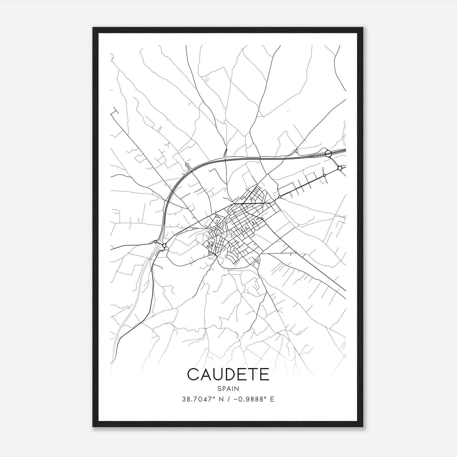 Caudete Spain Map Poster, Modern Home Decor Wall Art Print Caudete Spain Map Poster, Modern Home Decor Wall Art Print
