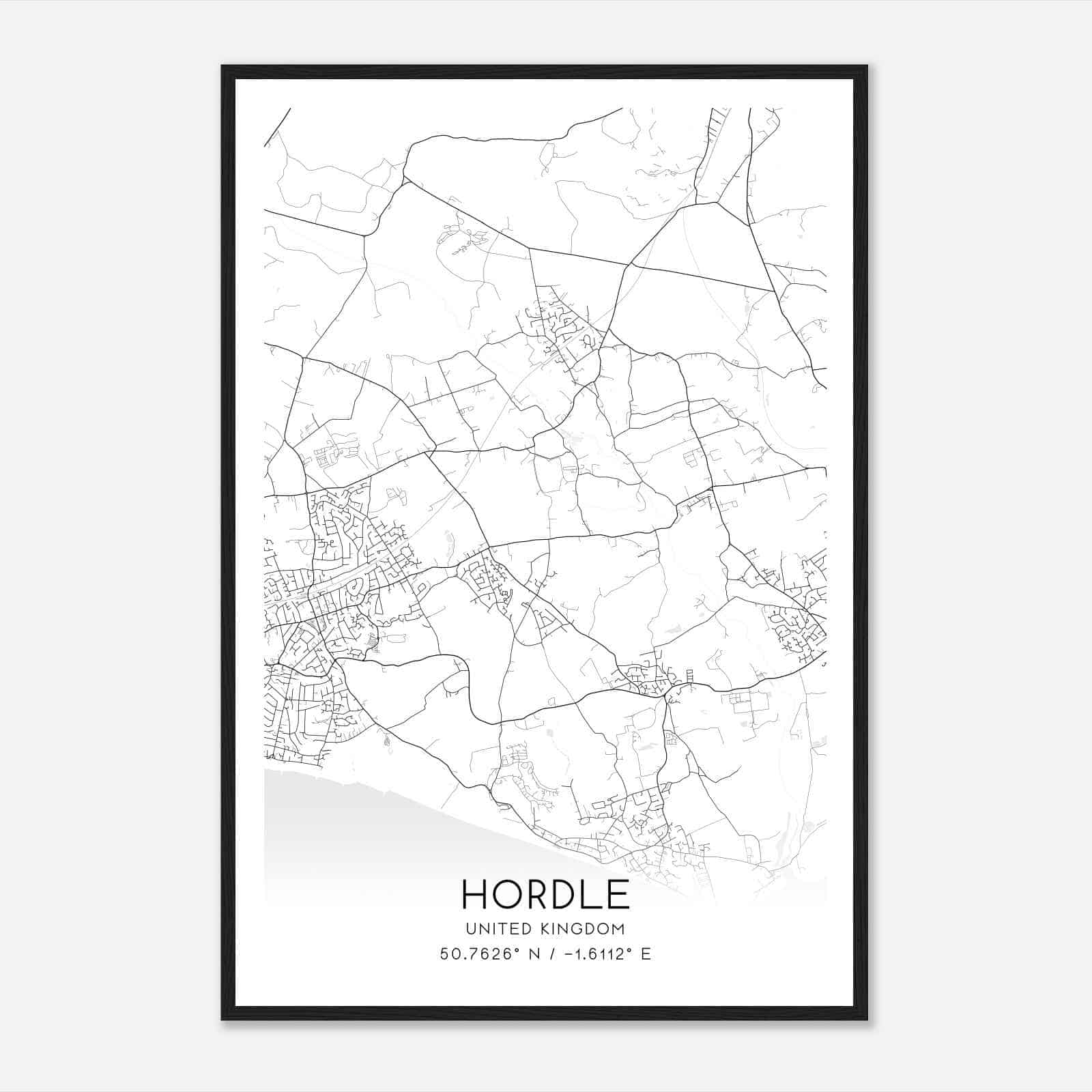 Hordle United Kingdom Map Poster, Modern Home Decor Wall Art Print