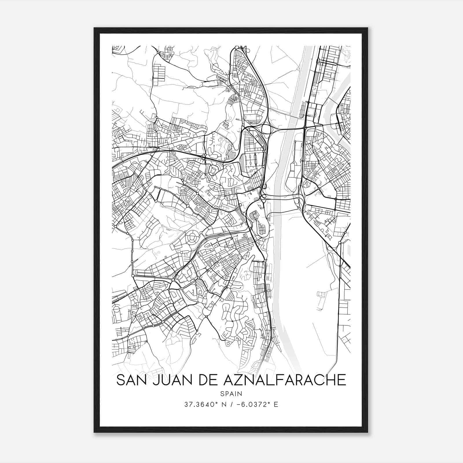 San Juan de Aznalfarache Spain Map Poster, Modern Home Decor Wall Art Print