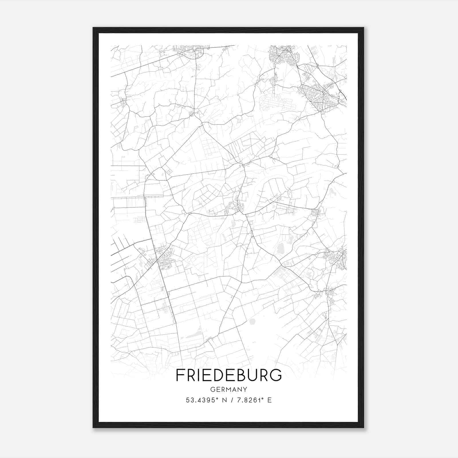 Friedeburg Germany Map Poster, Modern Home Decor Wall Art Print