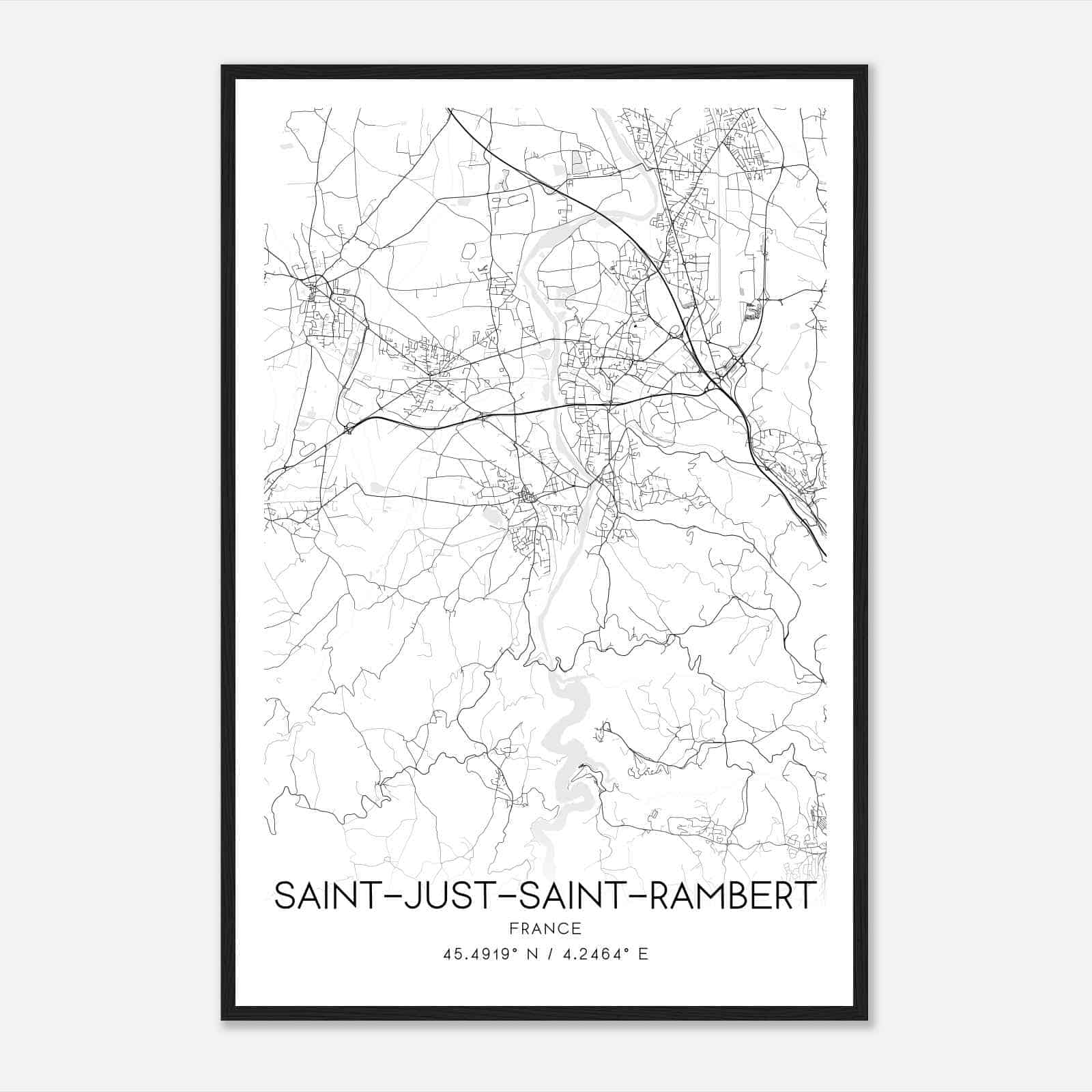 Saint-Rambert France Map Poster, Modern Home Decor Wall Art Print