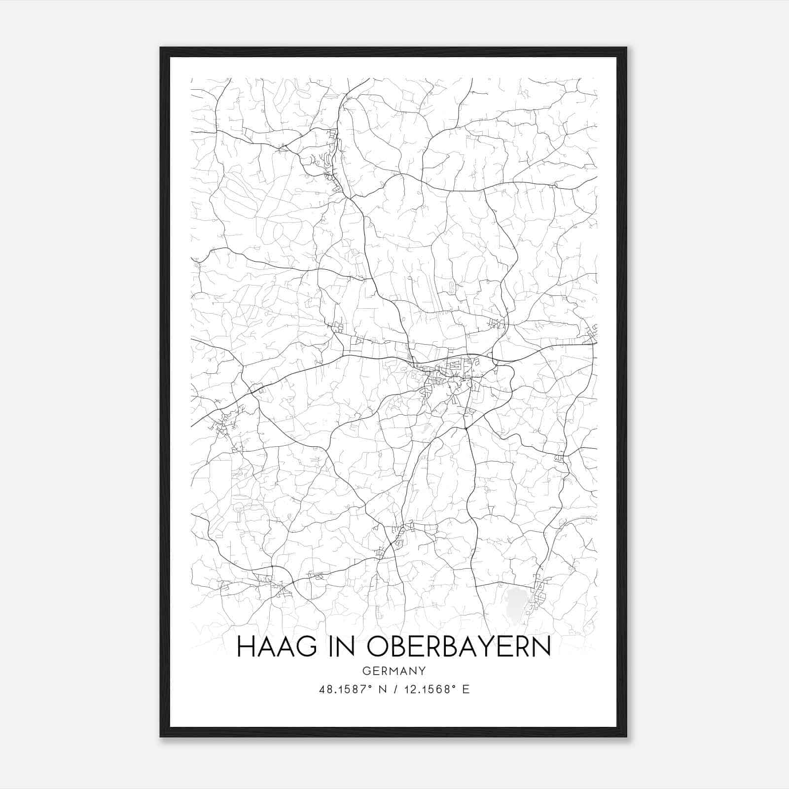 Haag in Oberbayern Germany Map Poster, Modern Home Decor Wall Art Print