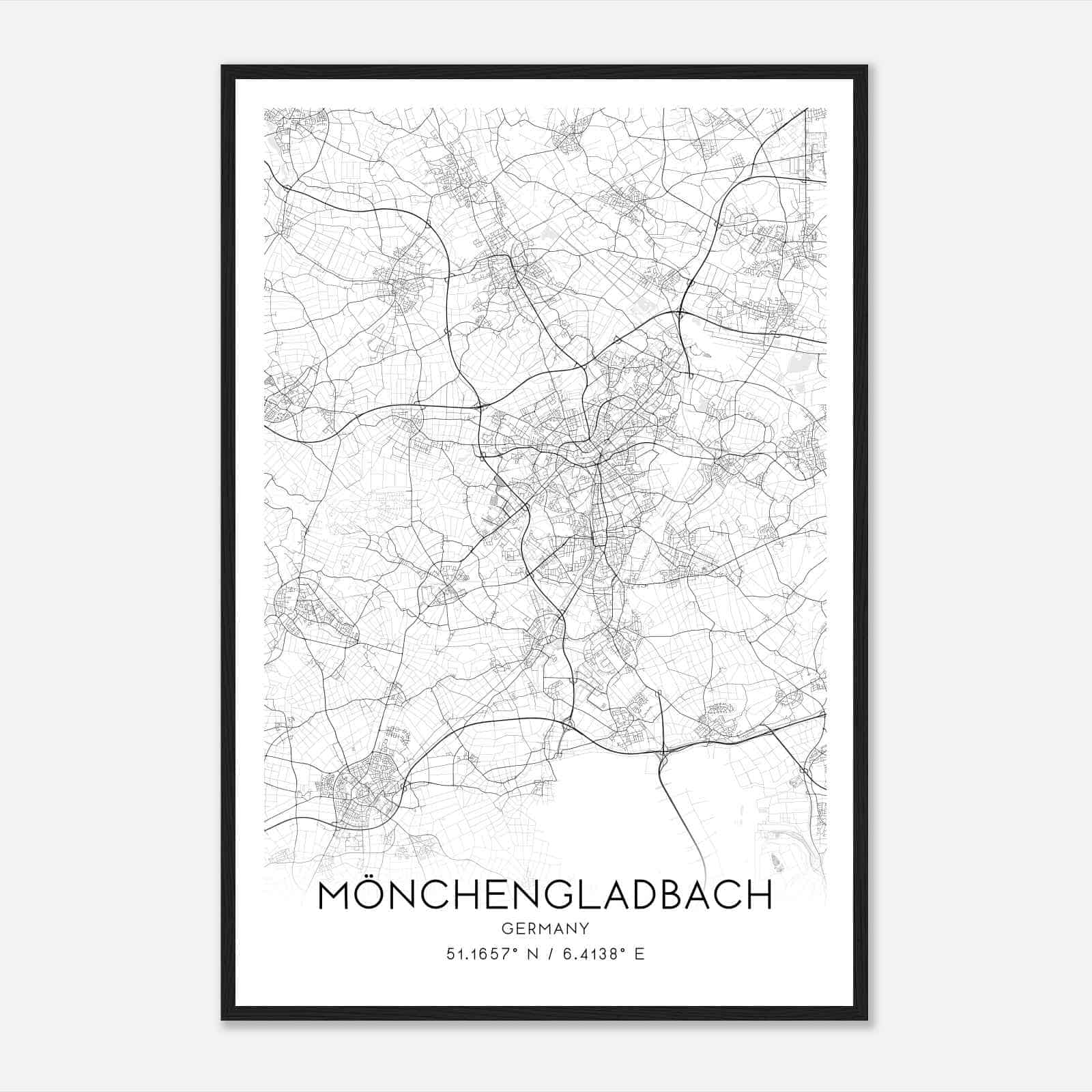Monchengladbach Germany Map Poster, Modern Home Decor Wall Art Print