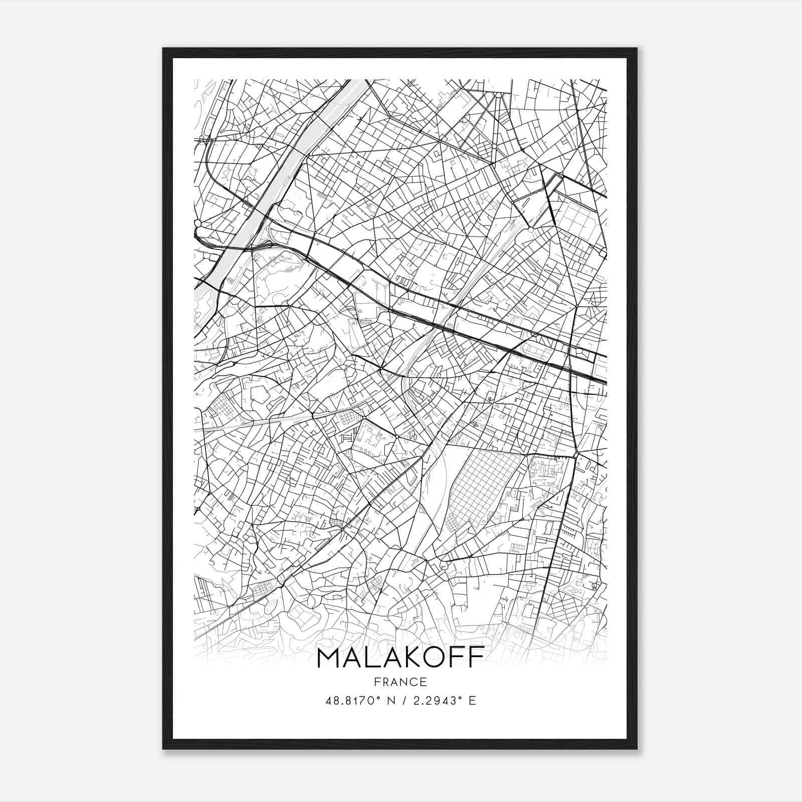 Malakoff France Map Poster, Modern Home Decor Wall Art Print Malakoff France Map Poster, Modern Home Decor Wall Art Print