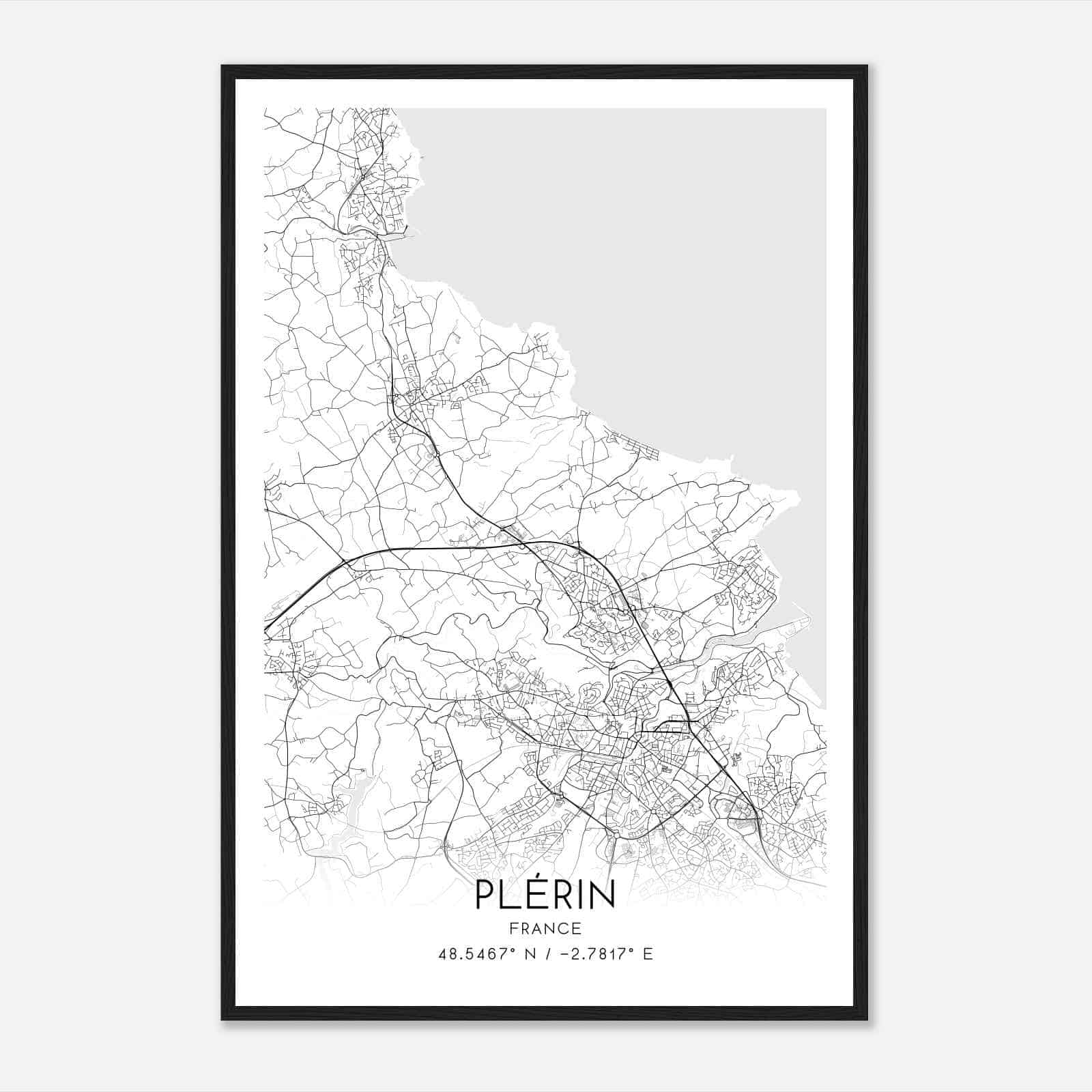 Plerin France Map Poster, Modern Home Decor Wall Art Print