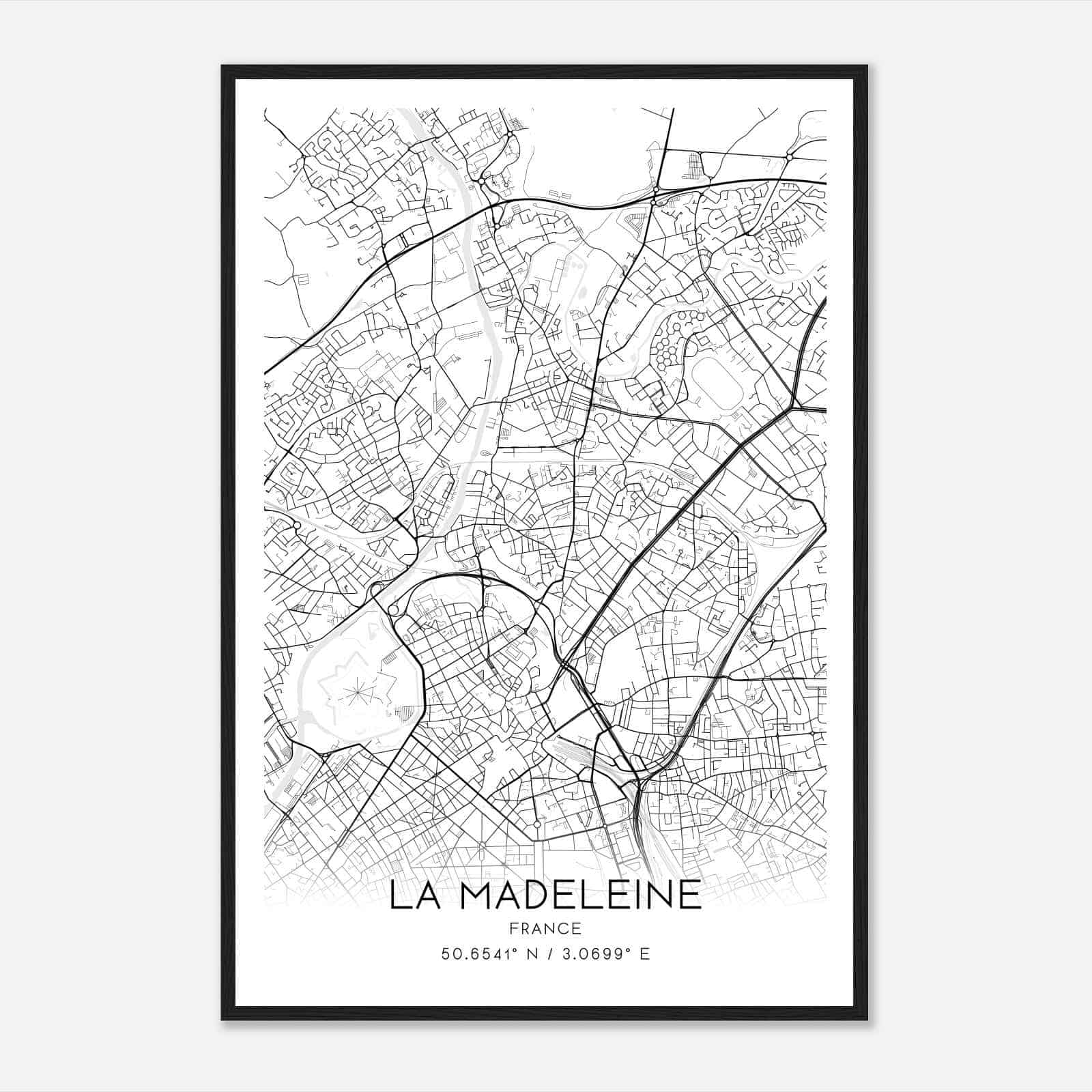 La Madeleine France Map Poster, Modern Home Decor Wall Art Print