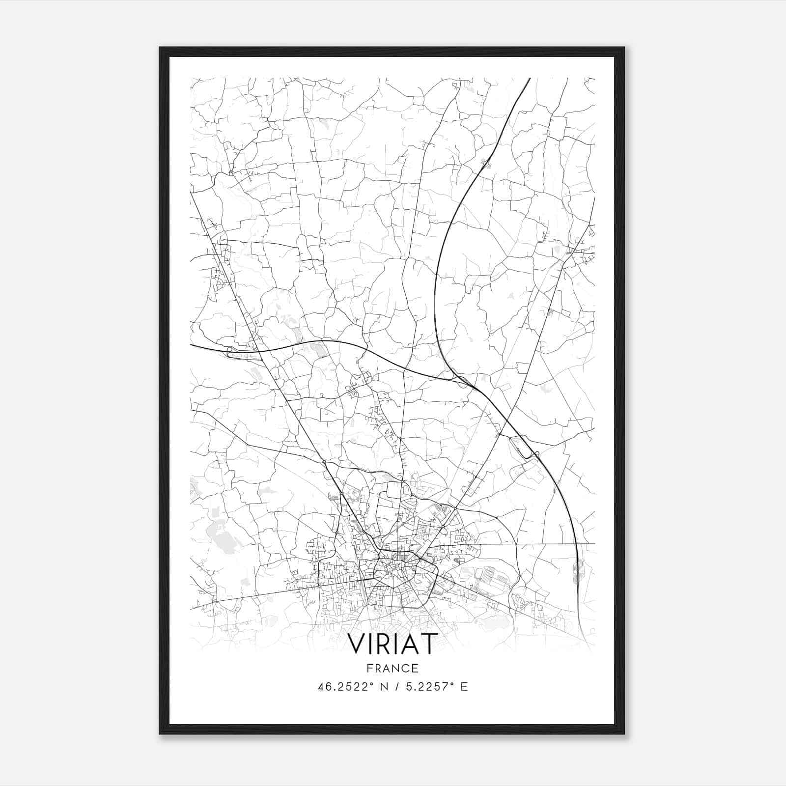 Viriat France Map Poster, Modern Home Decor Wall Art Print