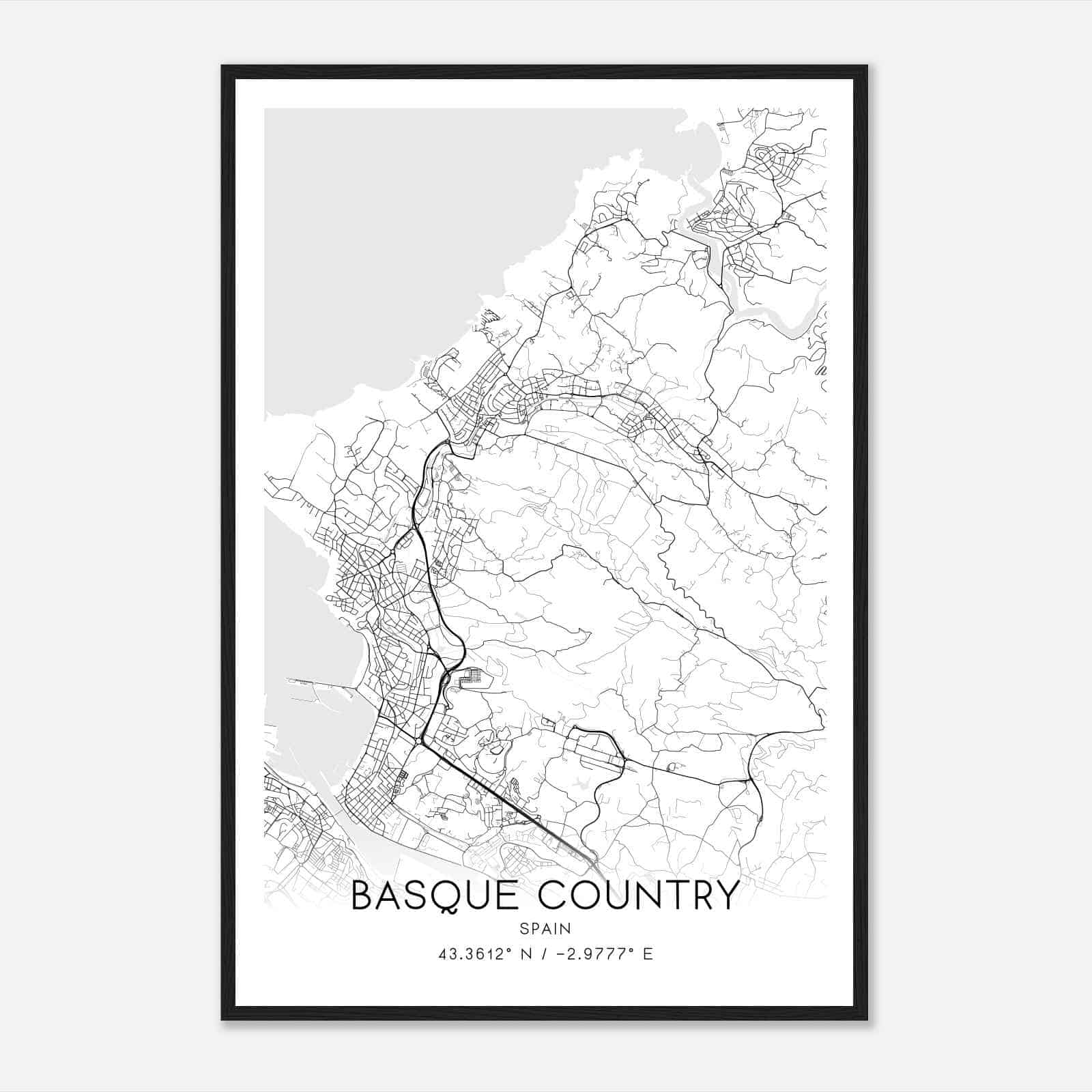 Berango Spain Map Poster, Modern Home Decor Wall Art Print