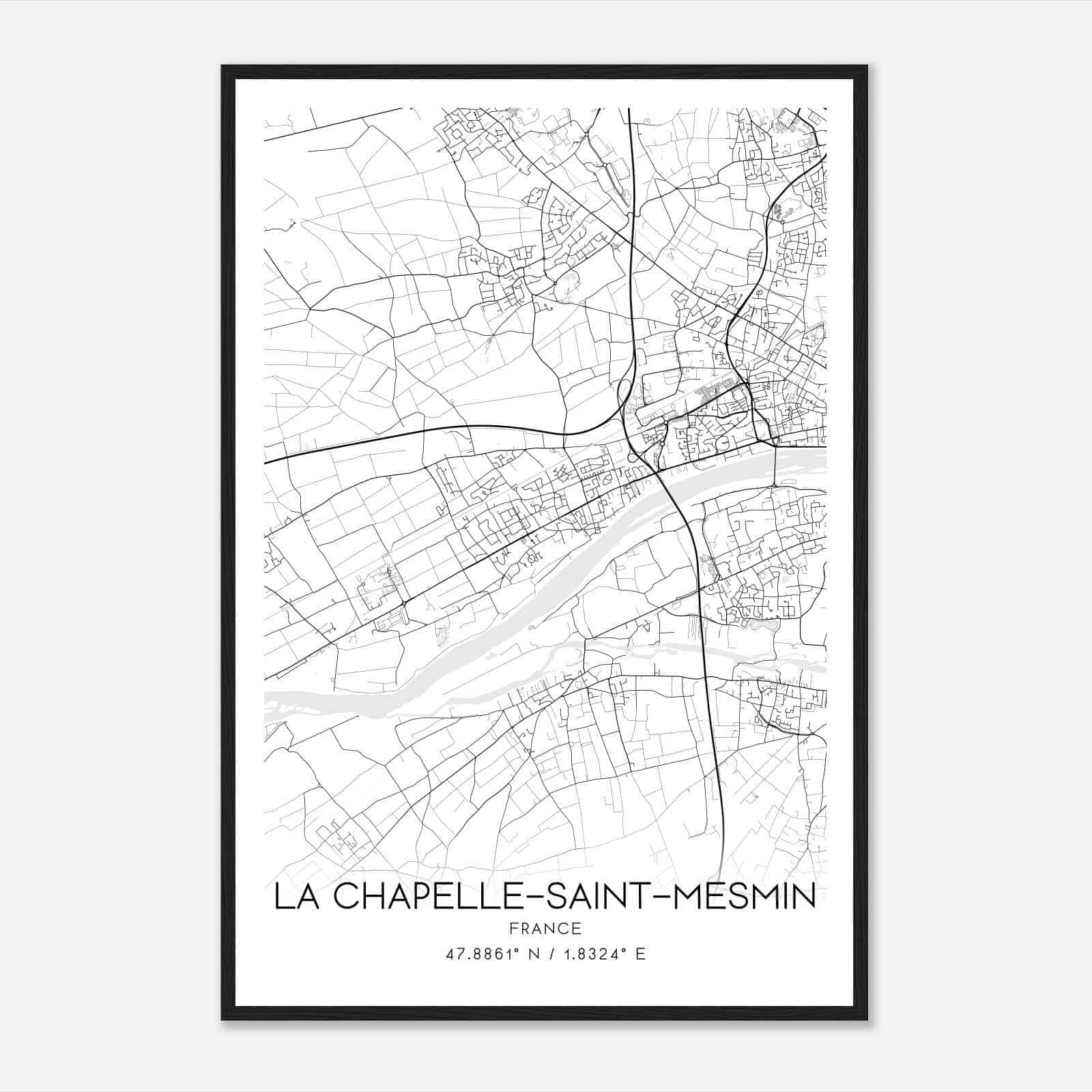 La Chapelle-Saint-Mesmin France Map Poster, Modern Home Decor Wall Art Print