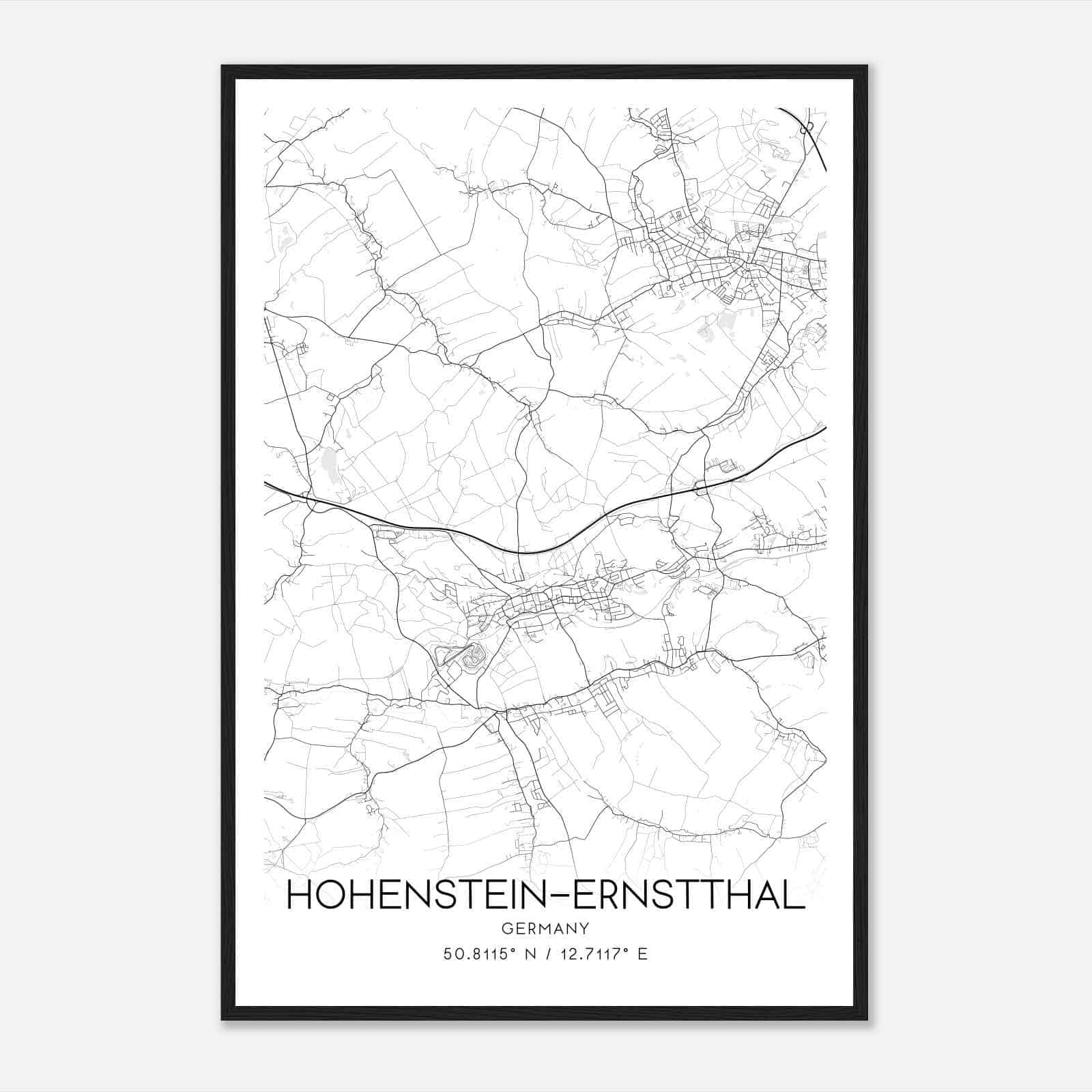 Hohenstein-Ernstthal Germany Map Poster, Modern Home Decor Wall Art Print