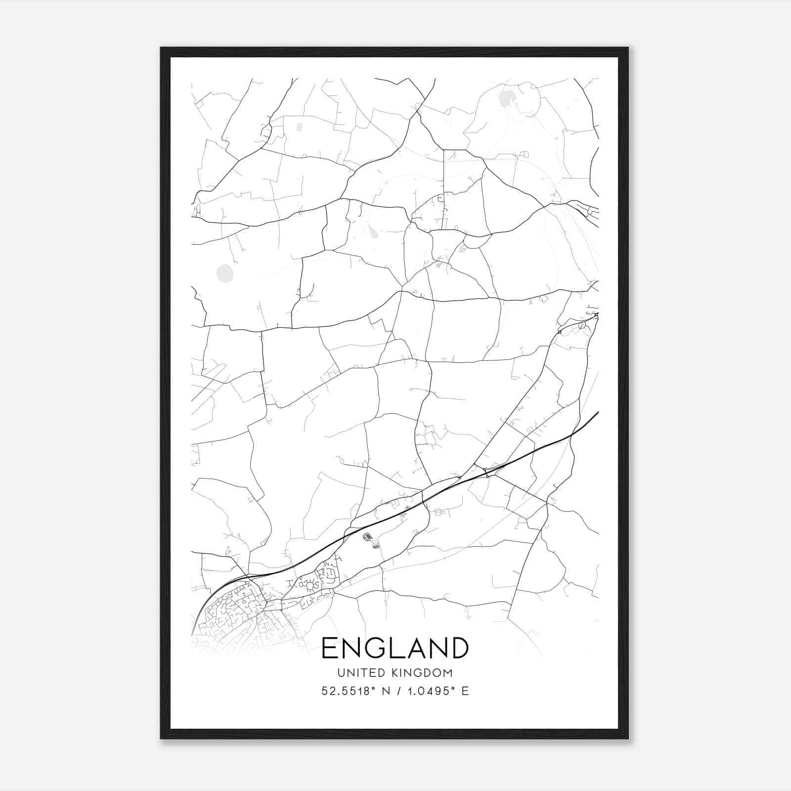 Morley United Kingdom Map Poster, Modern Home Decor Wall Art Print