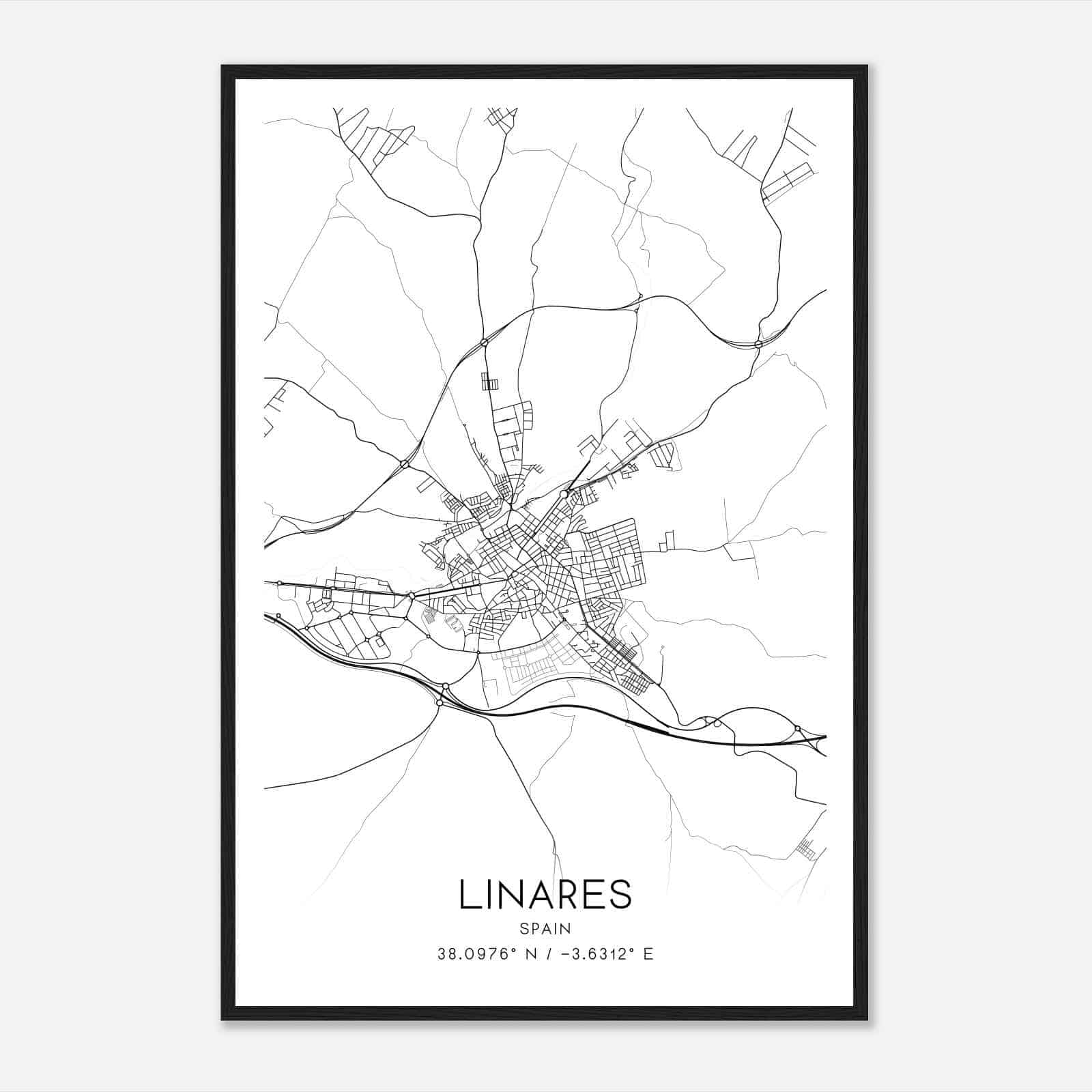 Linares Spain Map Poster, Modern Home Decor Wall Art Print