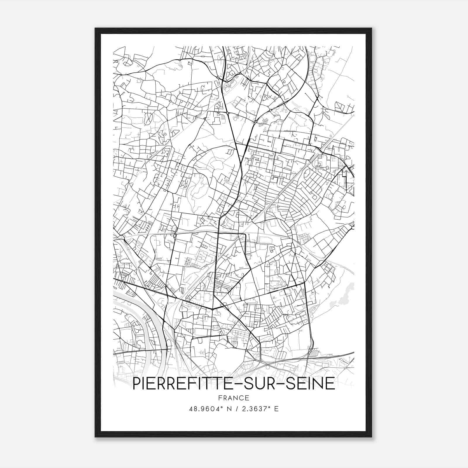 Pierrefitte-sur-Seine France Map Poster, Modern Home Decor Wall Art Print