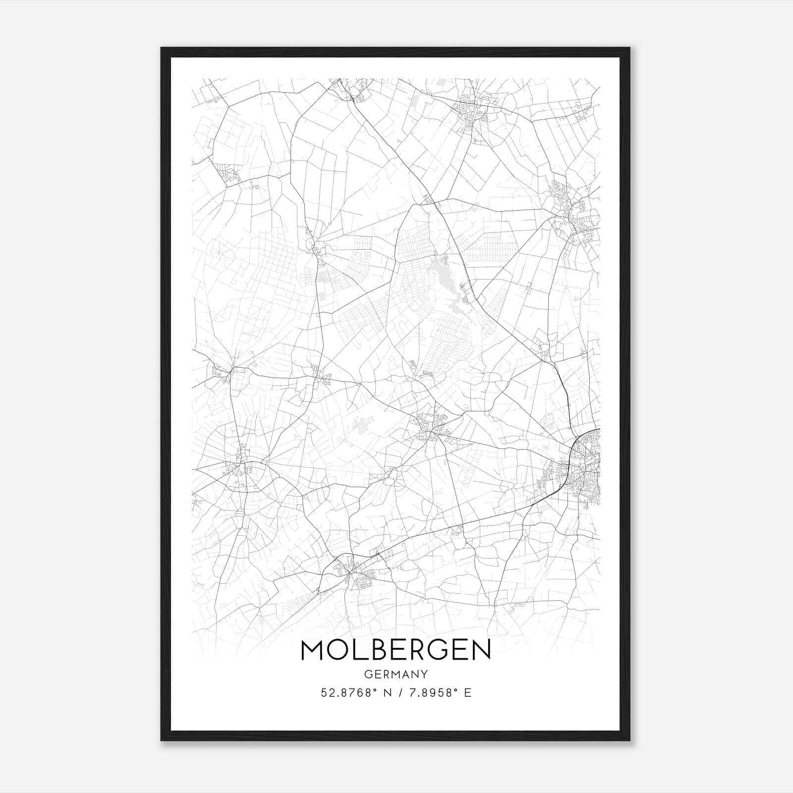 Molbergen Germany Map Poster, Modern Home Decor Wall Art Print