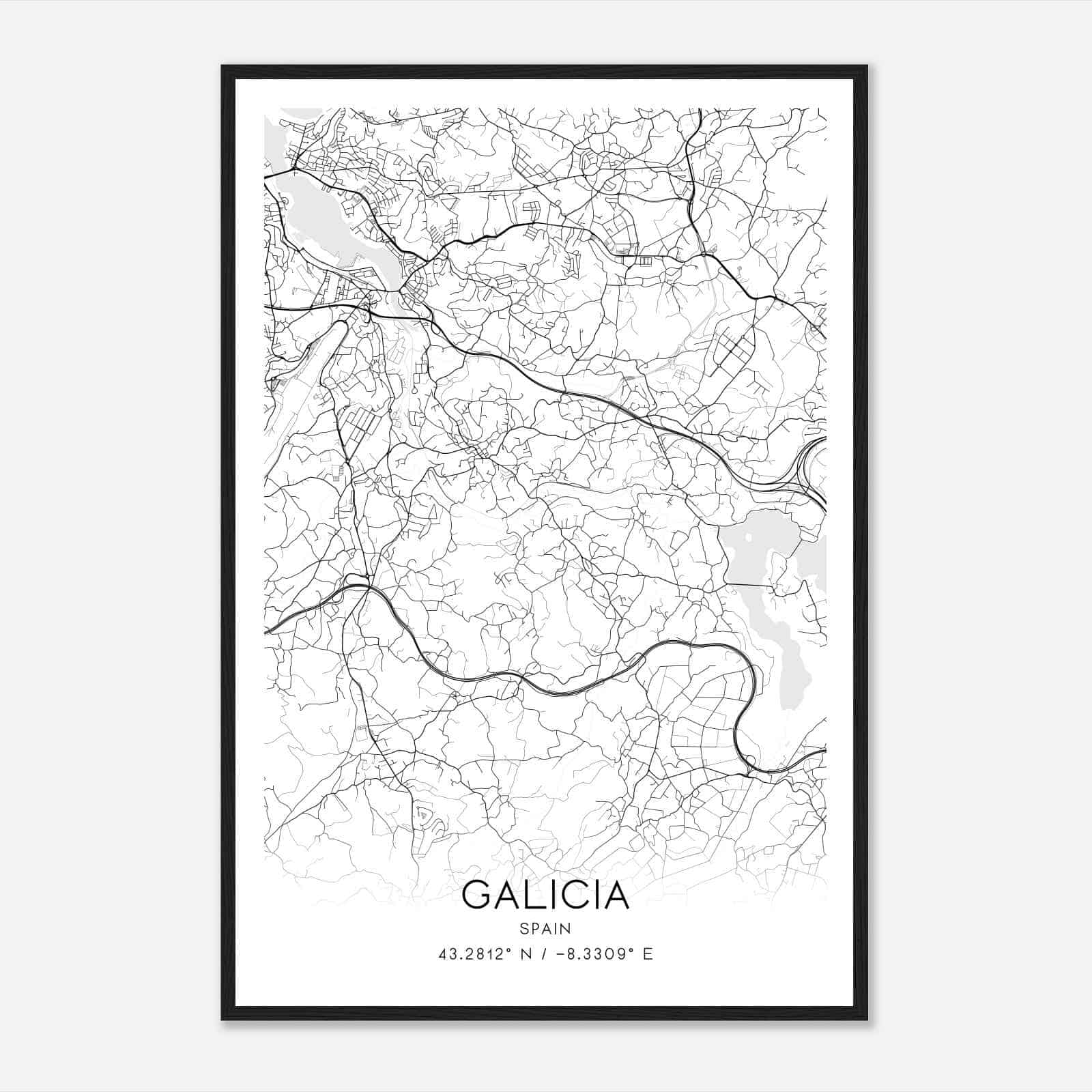 Cambre Spain Map Poster, Modern Home Decor Wall Art Print