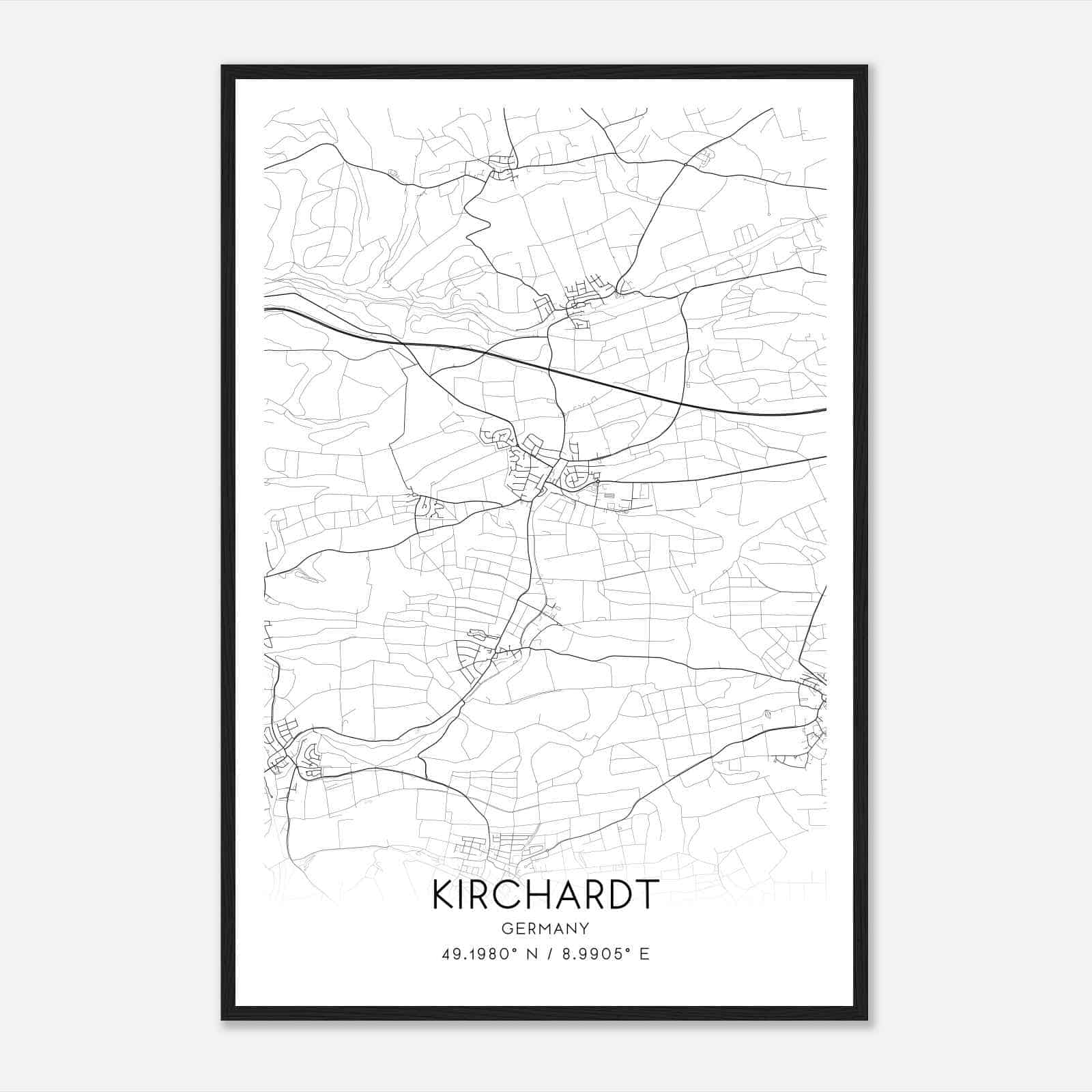 Kirchardt Germany Map Poster, Modern Home Decor Wall Art Print