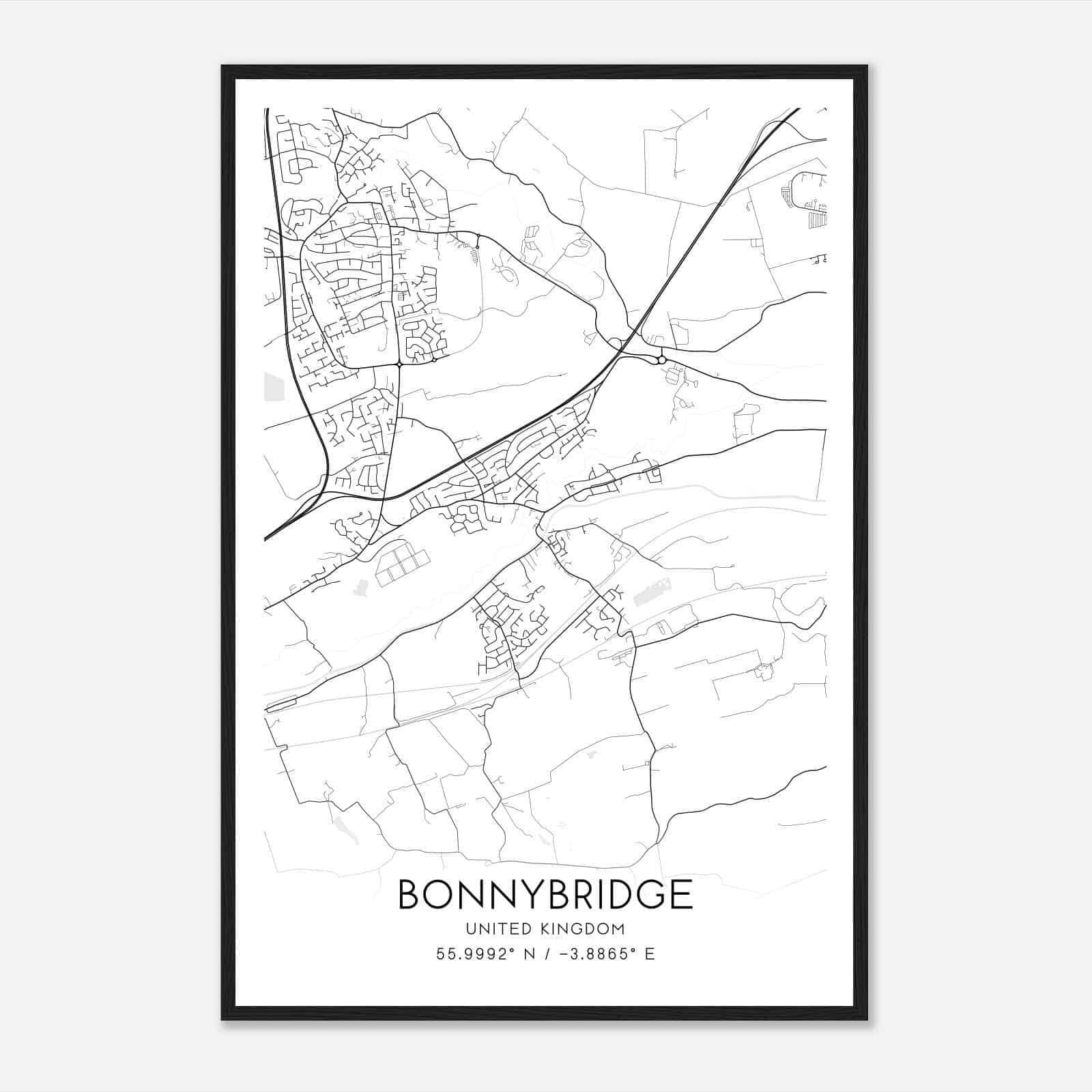 Bonnybridge United Kingdom Map Poster, Modern Home Decor Wall Art Print
